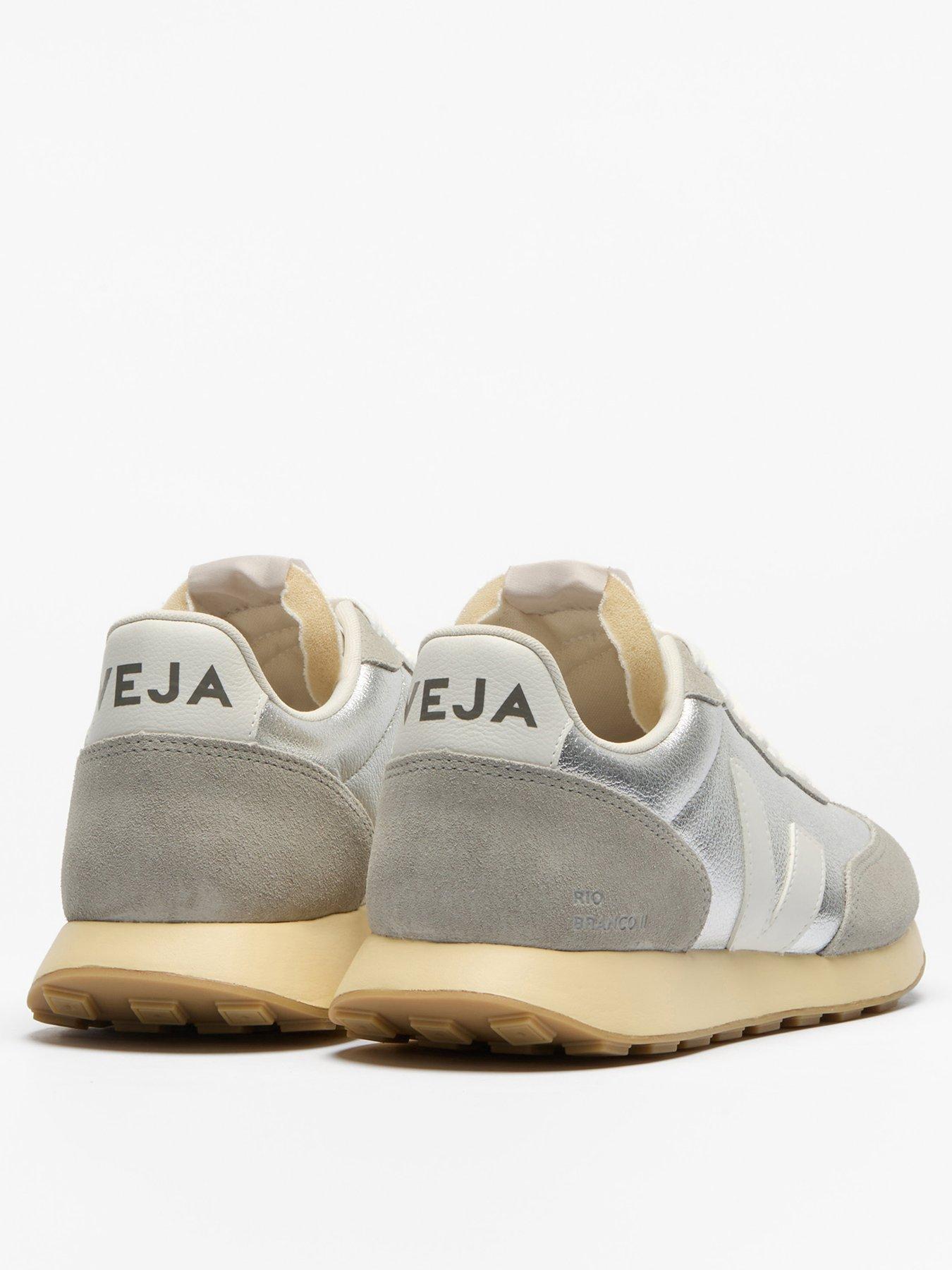 Image 3 of 3 of Veja Womens Rio Branco II Metallic Leather Trainers - Silver