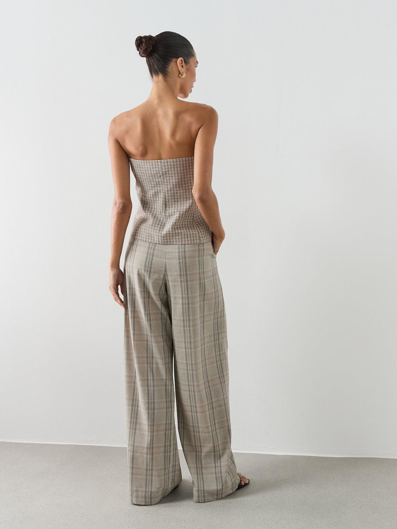 Image 6 of 6 of Mango Bandeau Top With Buttons - Pastel Grey