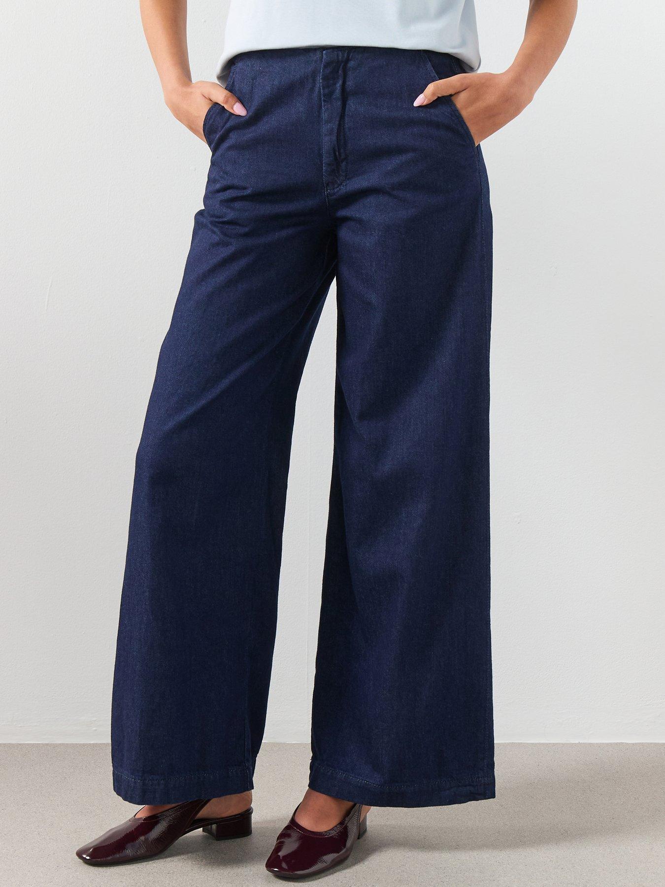 Mango Wide Leg Mid-rise Co-ord Jeans - Blue