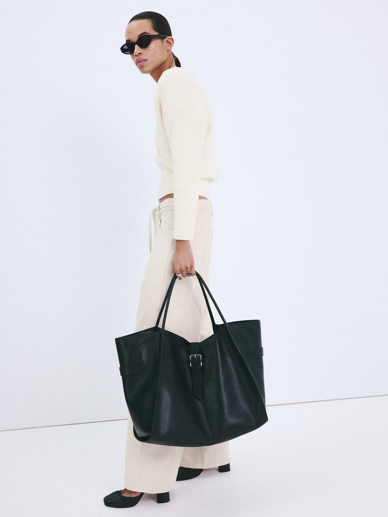 Image 2 of 6 of Mango Ribbed Crossover Neckline Jumper - Cream