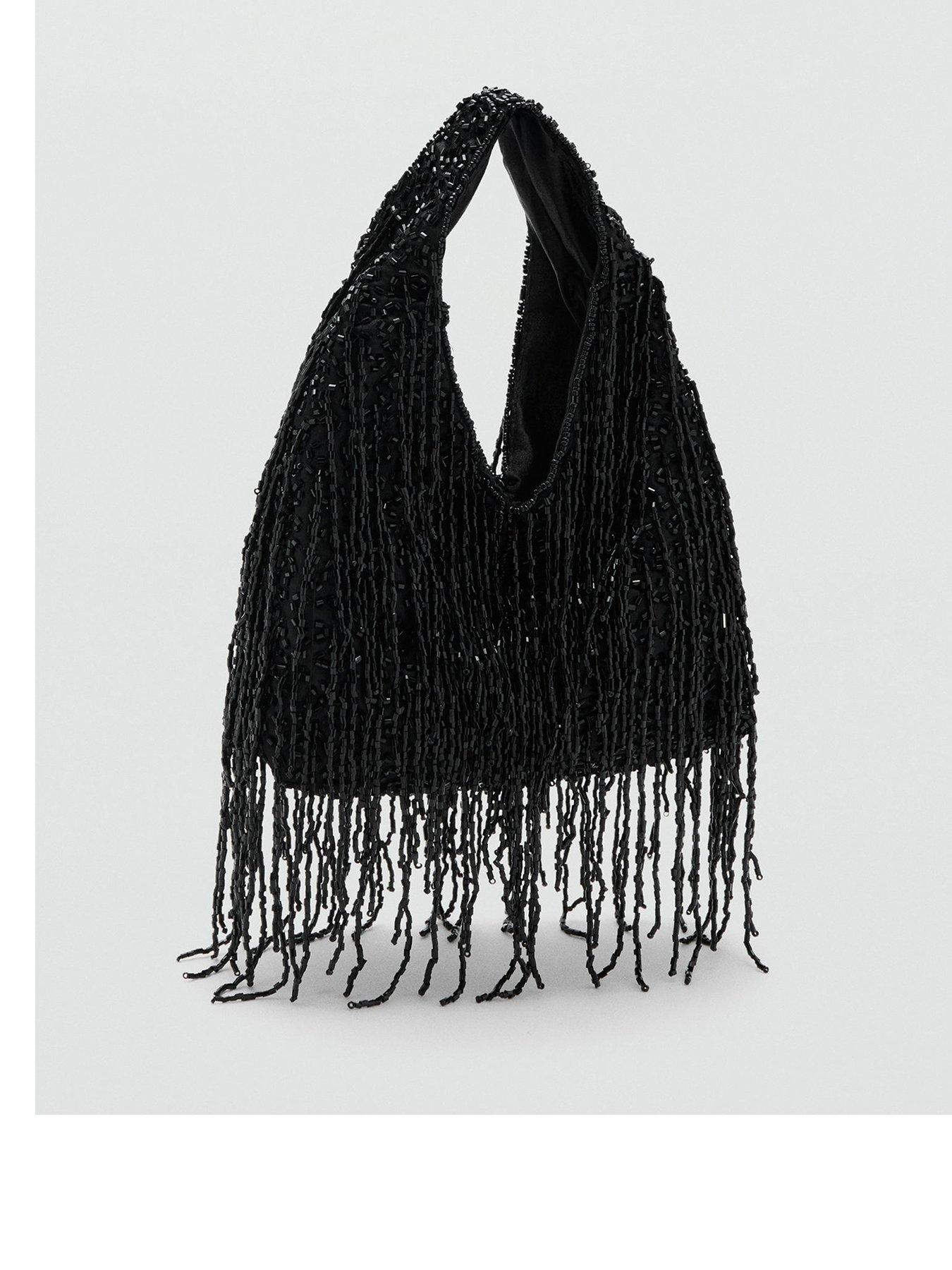 Mango Fringed Handbag - Black