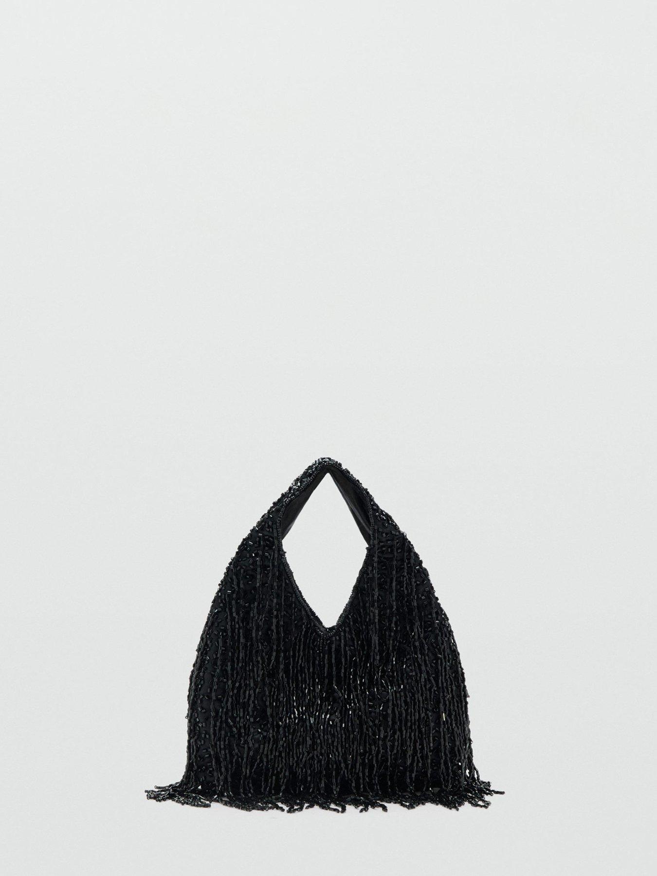 Image 2 of 4 of Mango Fringed Handbag - Black
