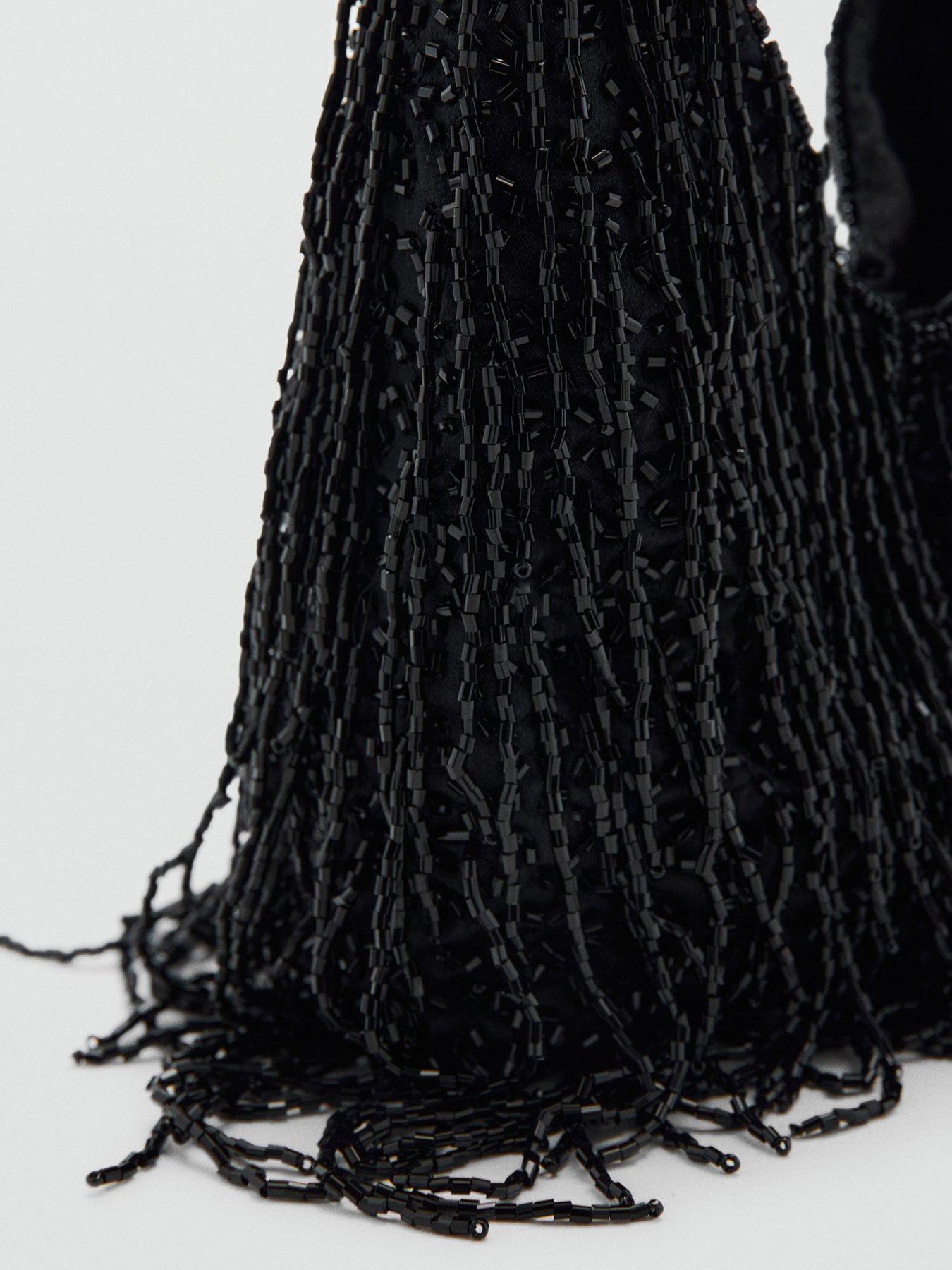 Image 3 of 4 of Mango Fringed Handbag - Black