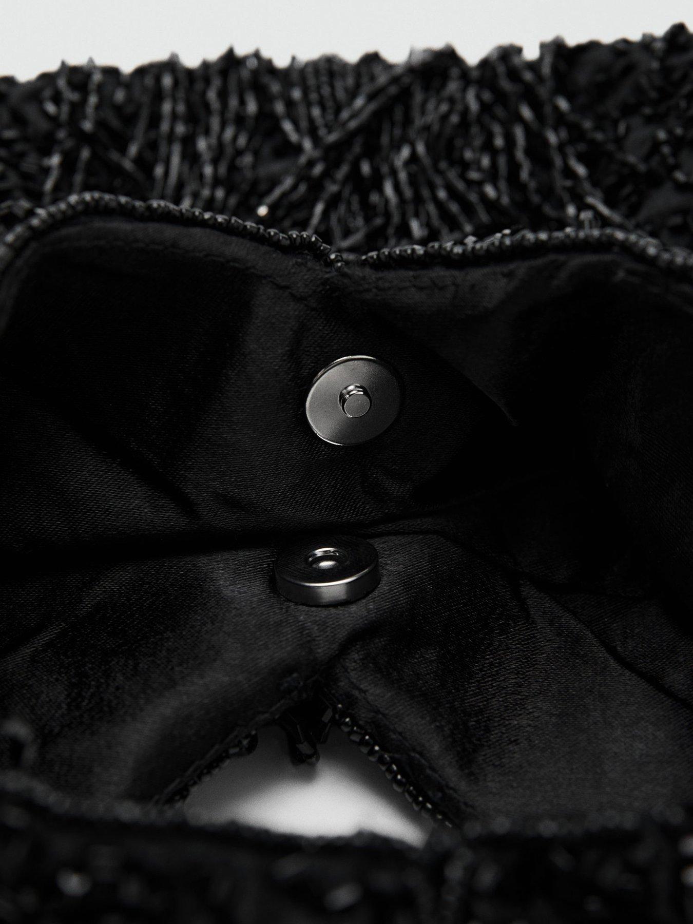 Image 4 of 4 of Mango Fringed Handbag - Black