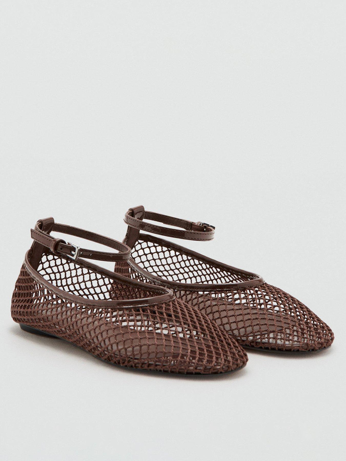 Mango Ballet Flats With Mesh Bracelet - Brown