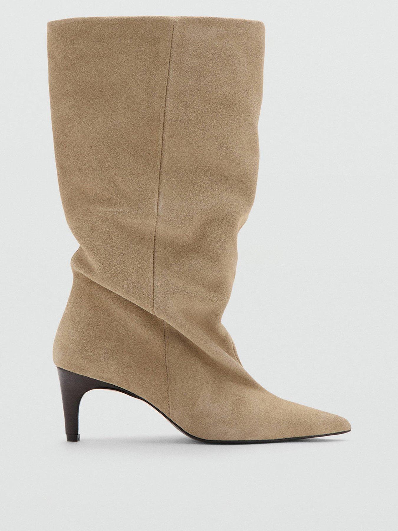 Image 1 of 5 of Mango Slouchy Suede Ankle Boot - Brown