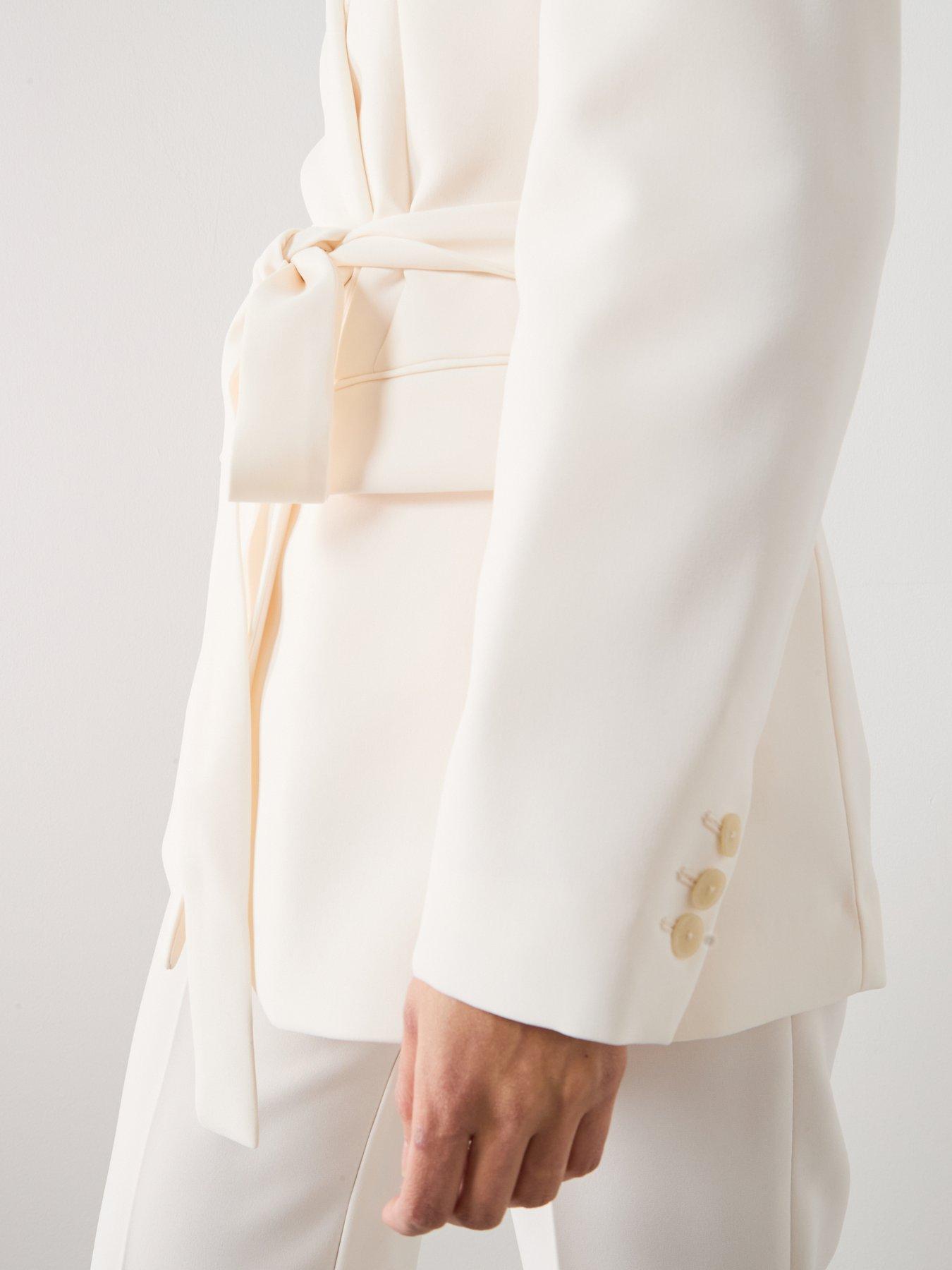 Image 6 of 6 of Mango Suit Jacket With Belt - Cream