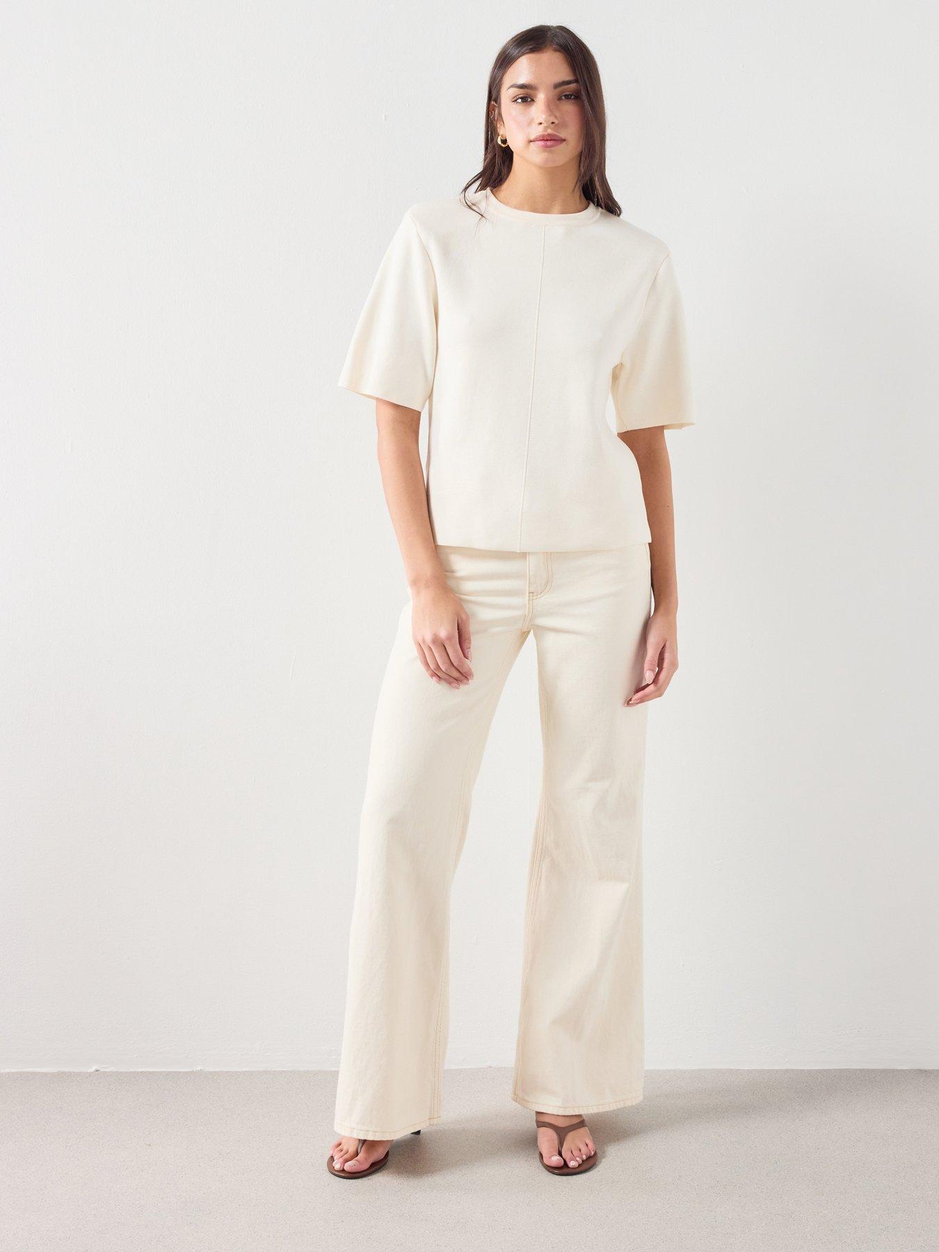 Image 5 of 6 of Mango Mid-rise Flared Jeans - Cream