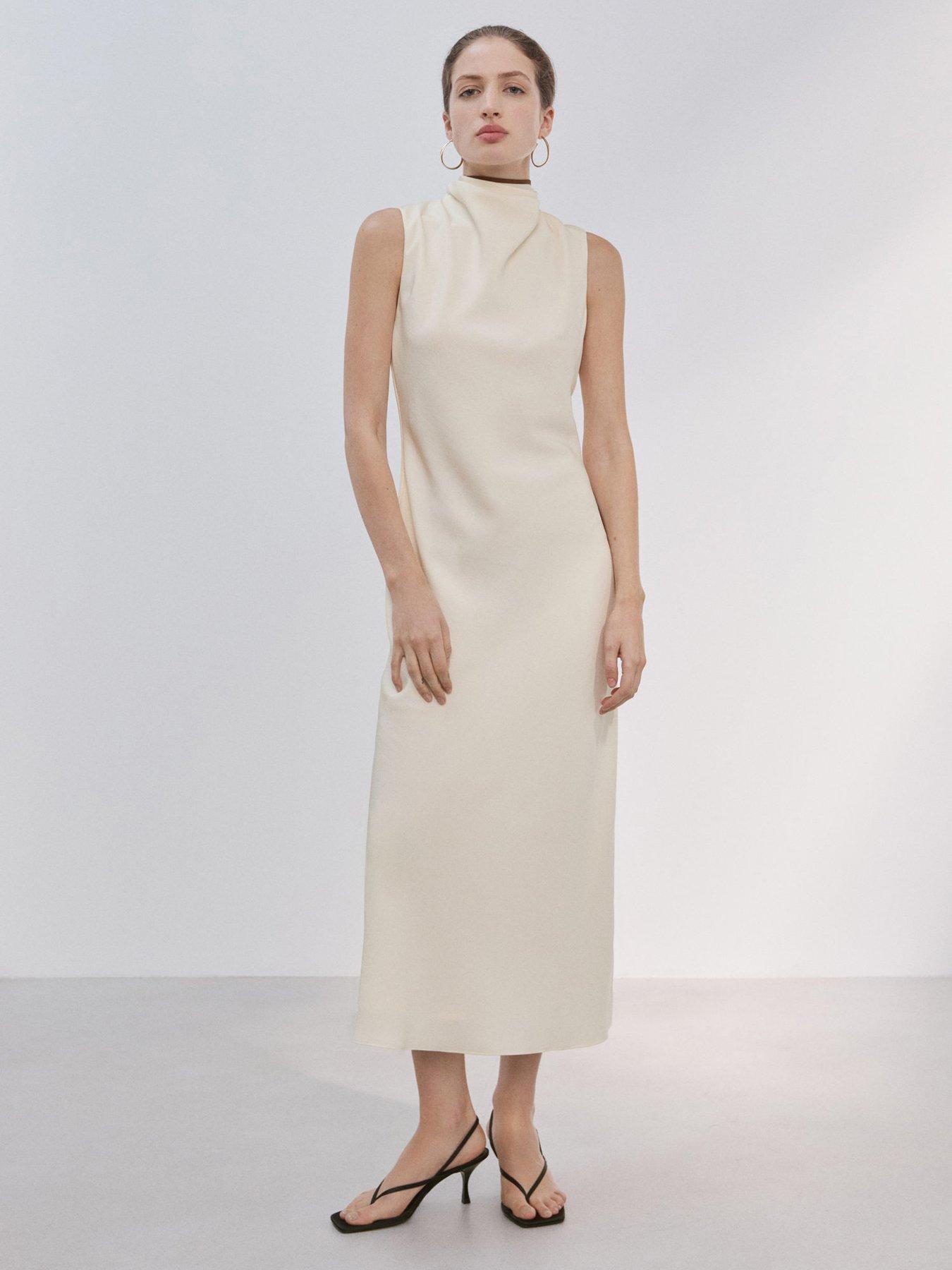 Mango Scarf Detail Dress - Cream