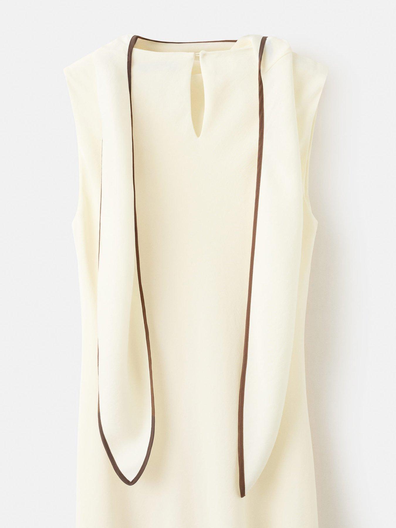 Image 5 of 6 of Mango Scarf Detail Dress - Cream