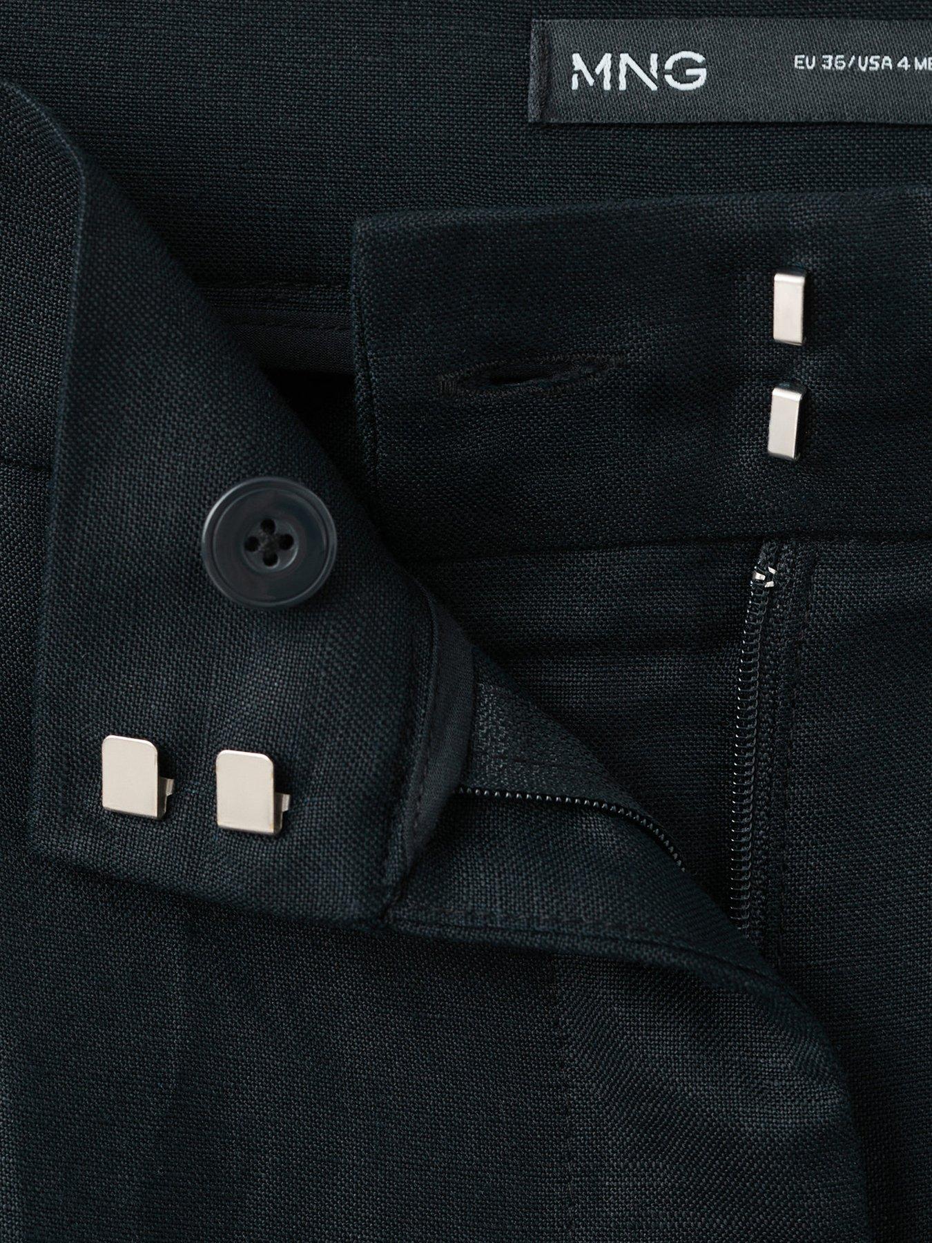 Image 5 of 6 of Mango Straight-fit Linen Trousers With Pleats - Navy
