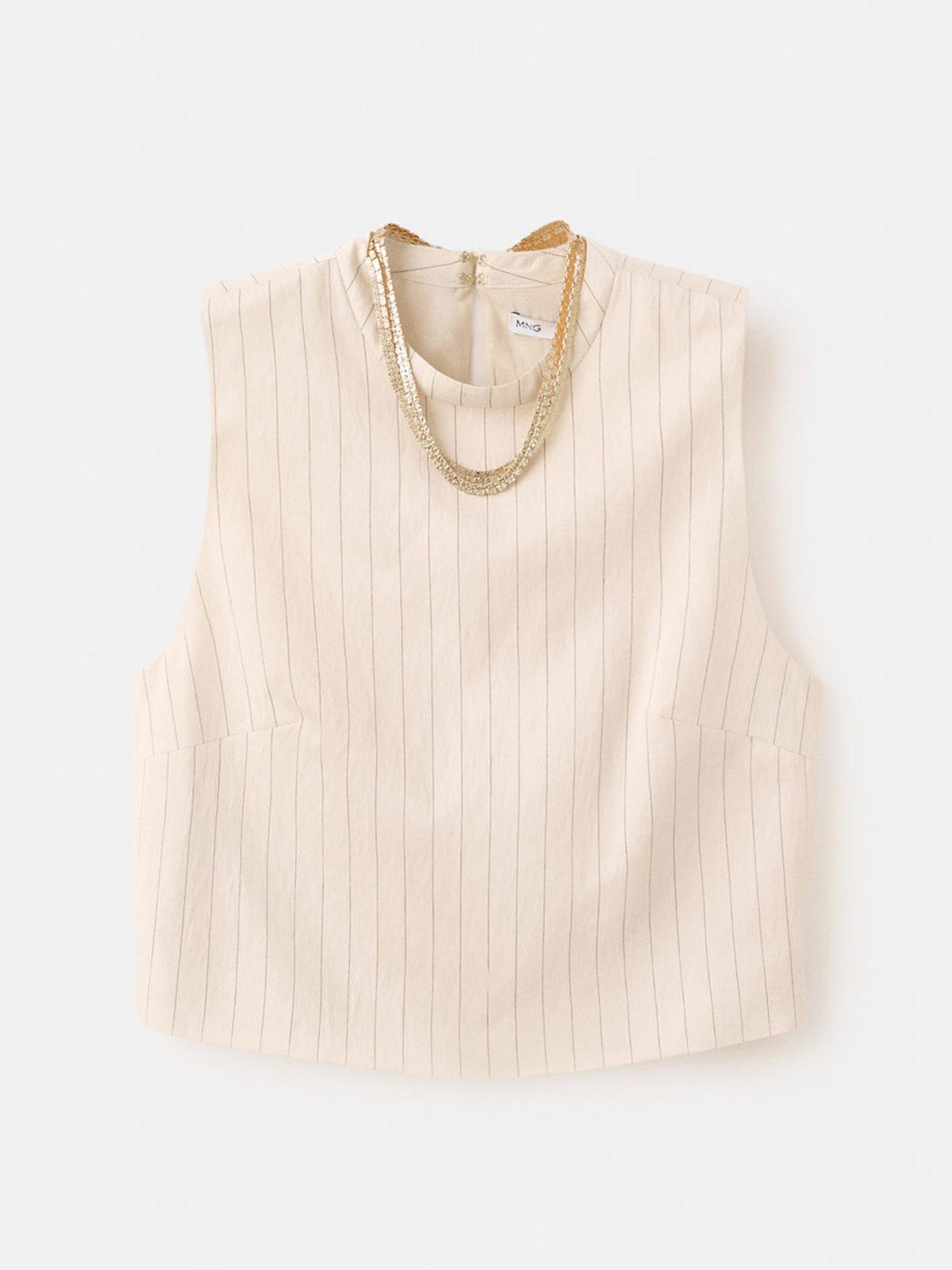 Image 7 of 7 of Mango Chain Detail Top - Off White