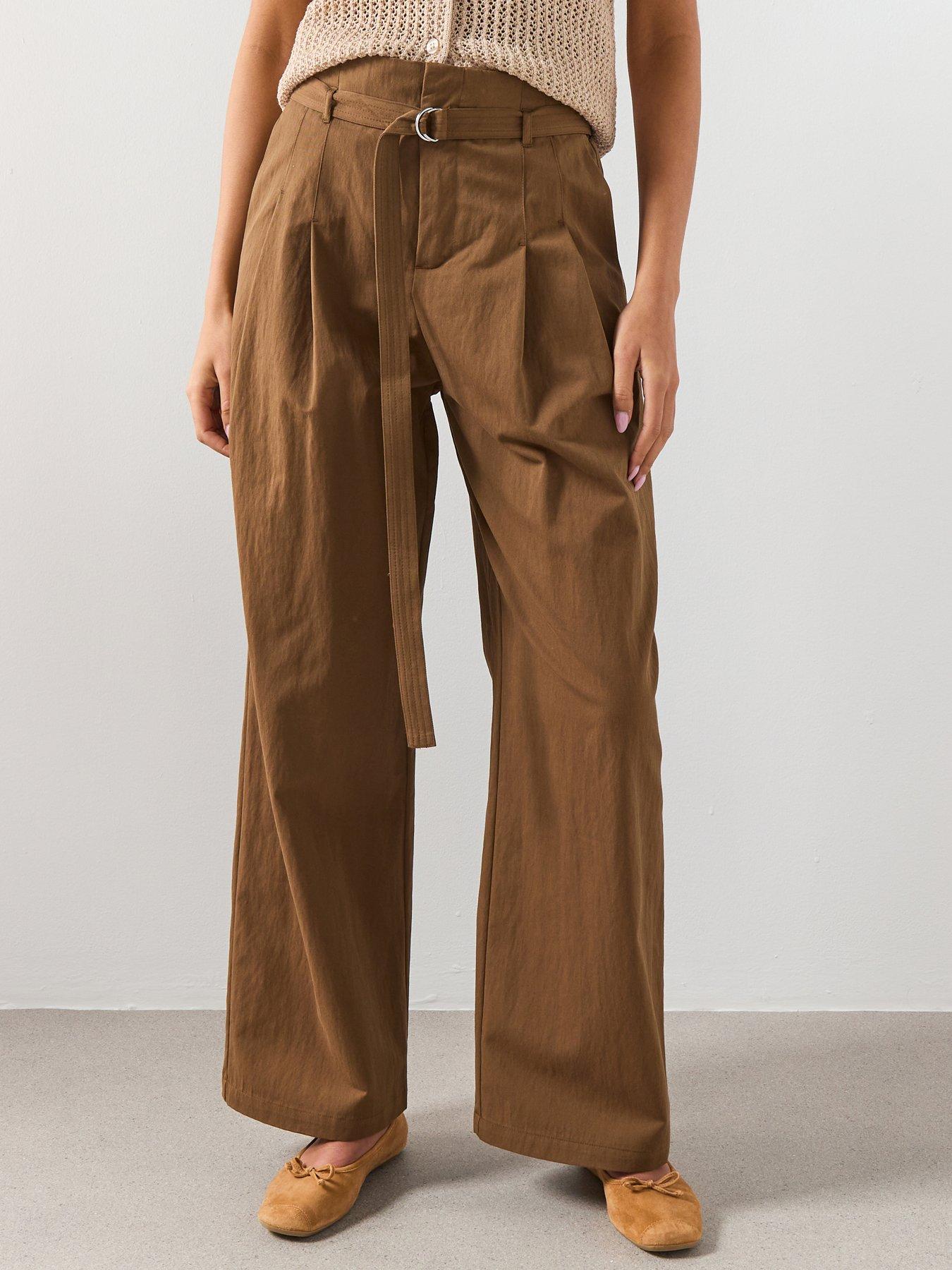 Image 3 of 6 of Mango Trousers With Belt Loops - Khaki