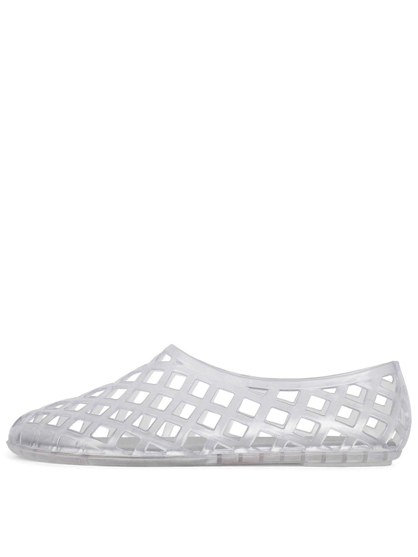 Jeffrey Campbell Women's Perforated Jelly Flat Ballet Shoes - Clear