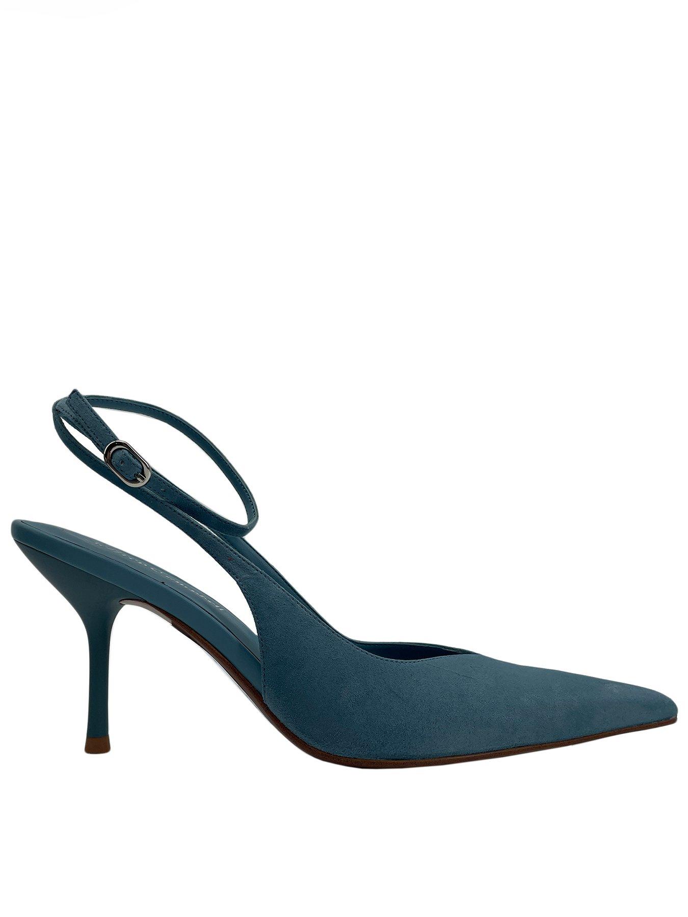 Image 1 of 1 of Jeffrey Campbell Executive Suede Slingback Stiletto Court Shoes - Blue