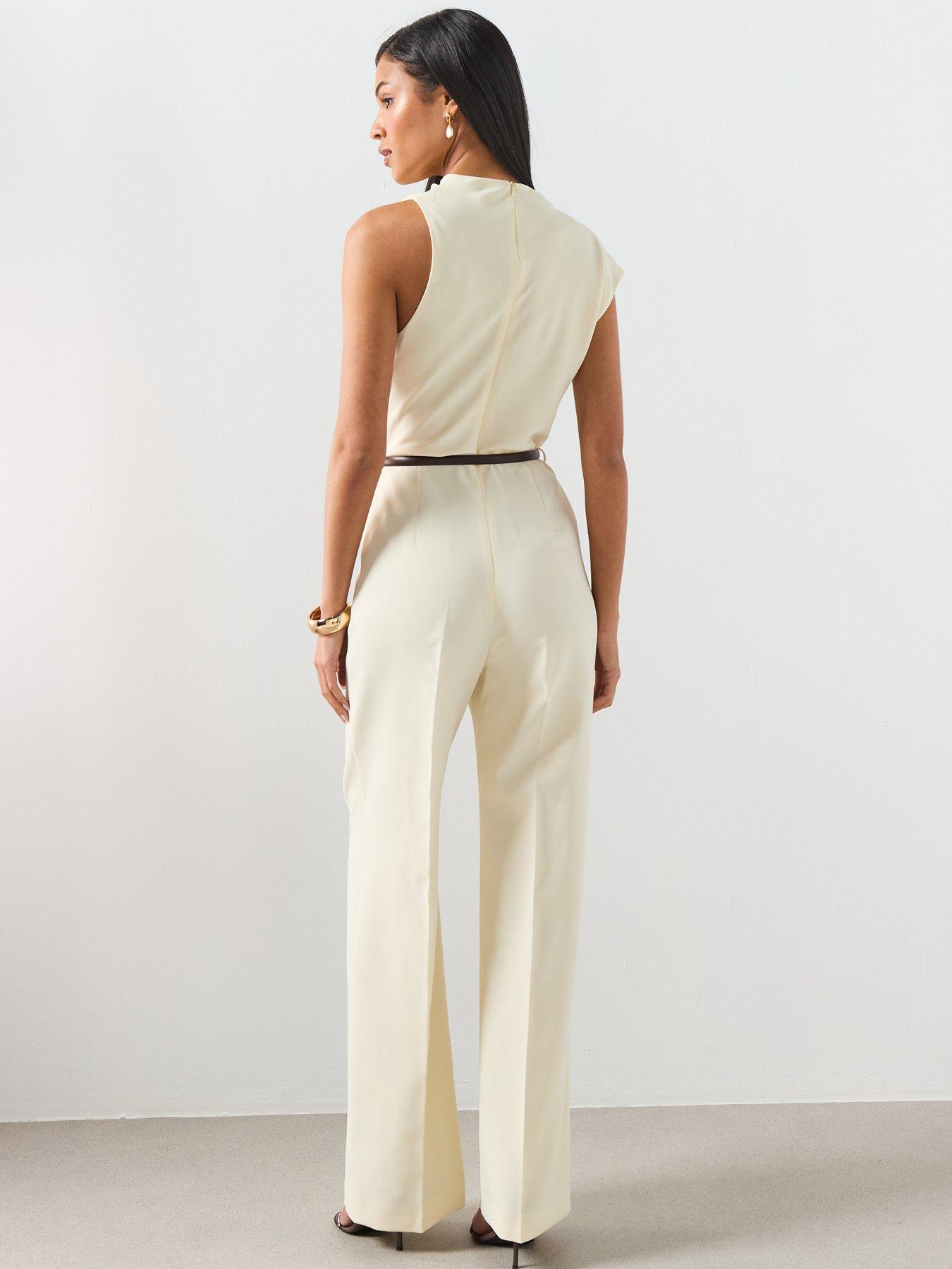 Image 2 of 6 of Mango Asymmetric Long Jumpsuit - Cream