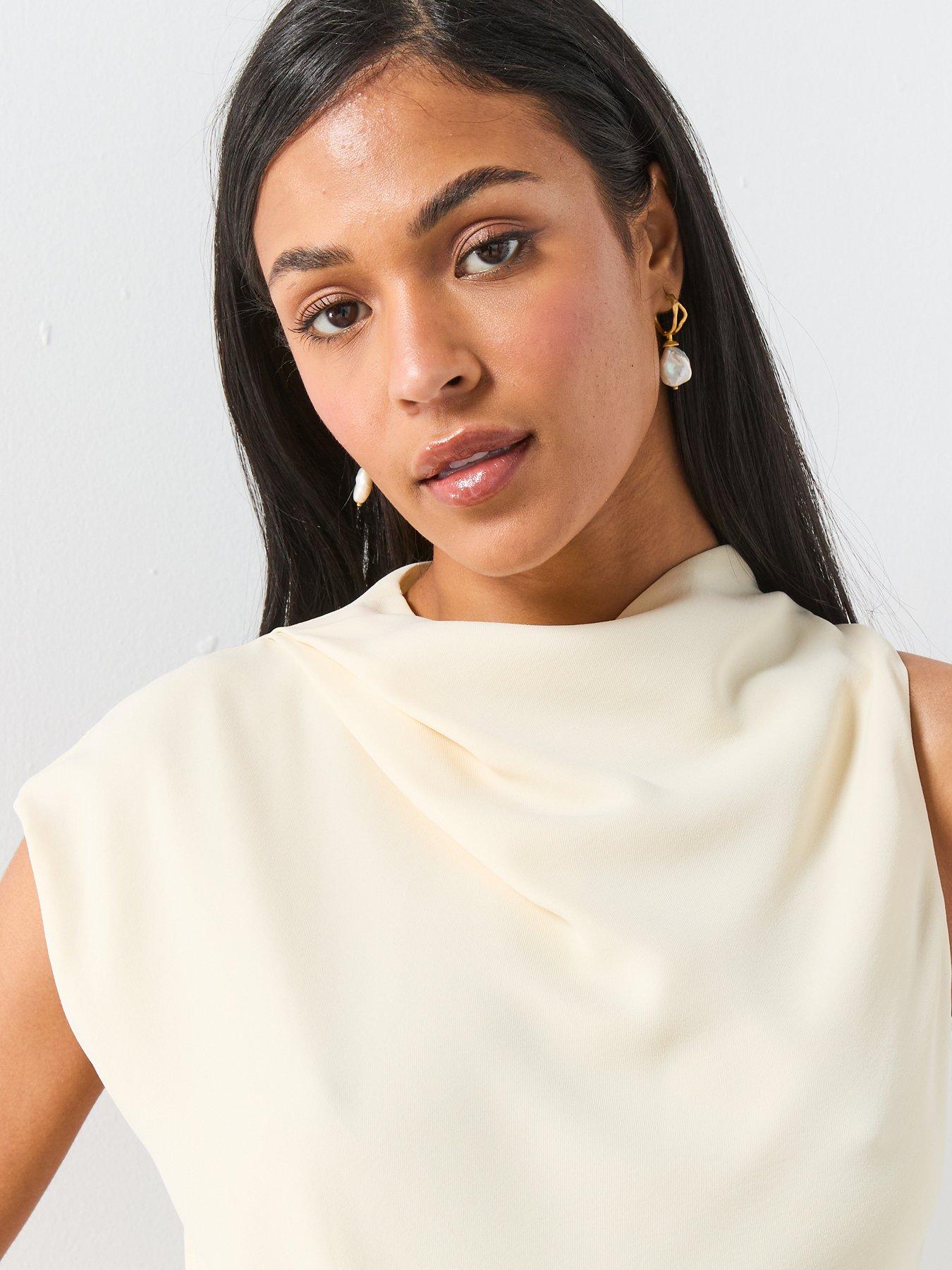 Image 4 of 6 of Mango Asymmetric Long Jumpsuit - Cream