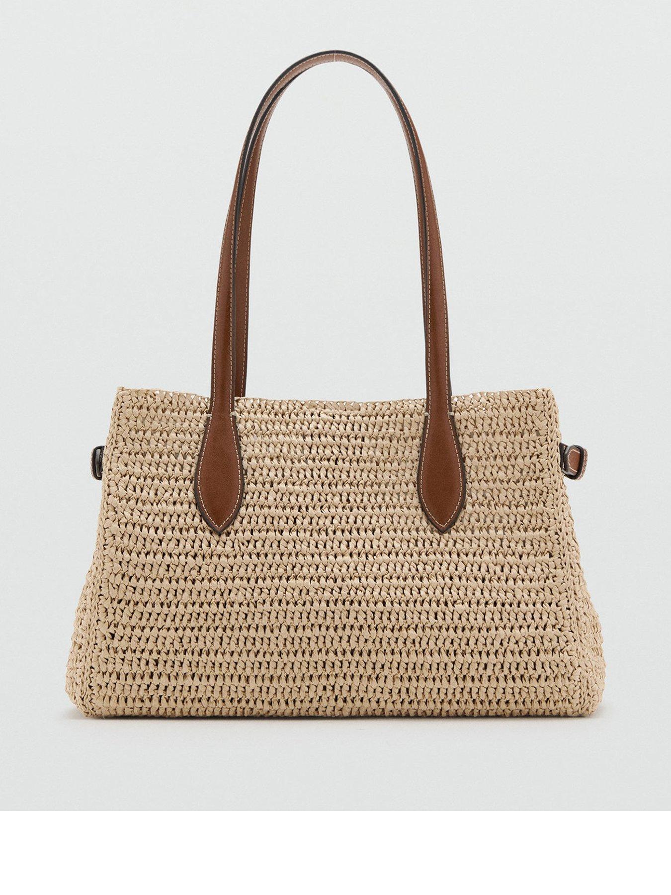 Image 1 of 6 of Mango Natural Fibre City Bag - Brown