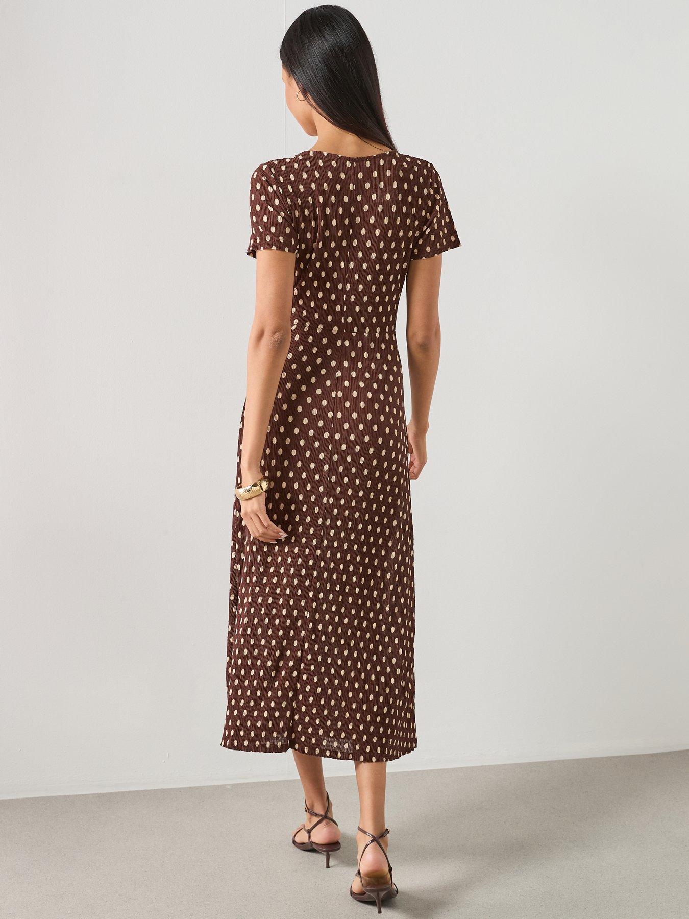 Image 2 of 6 of Mango Printed Midi-dress - Brown