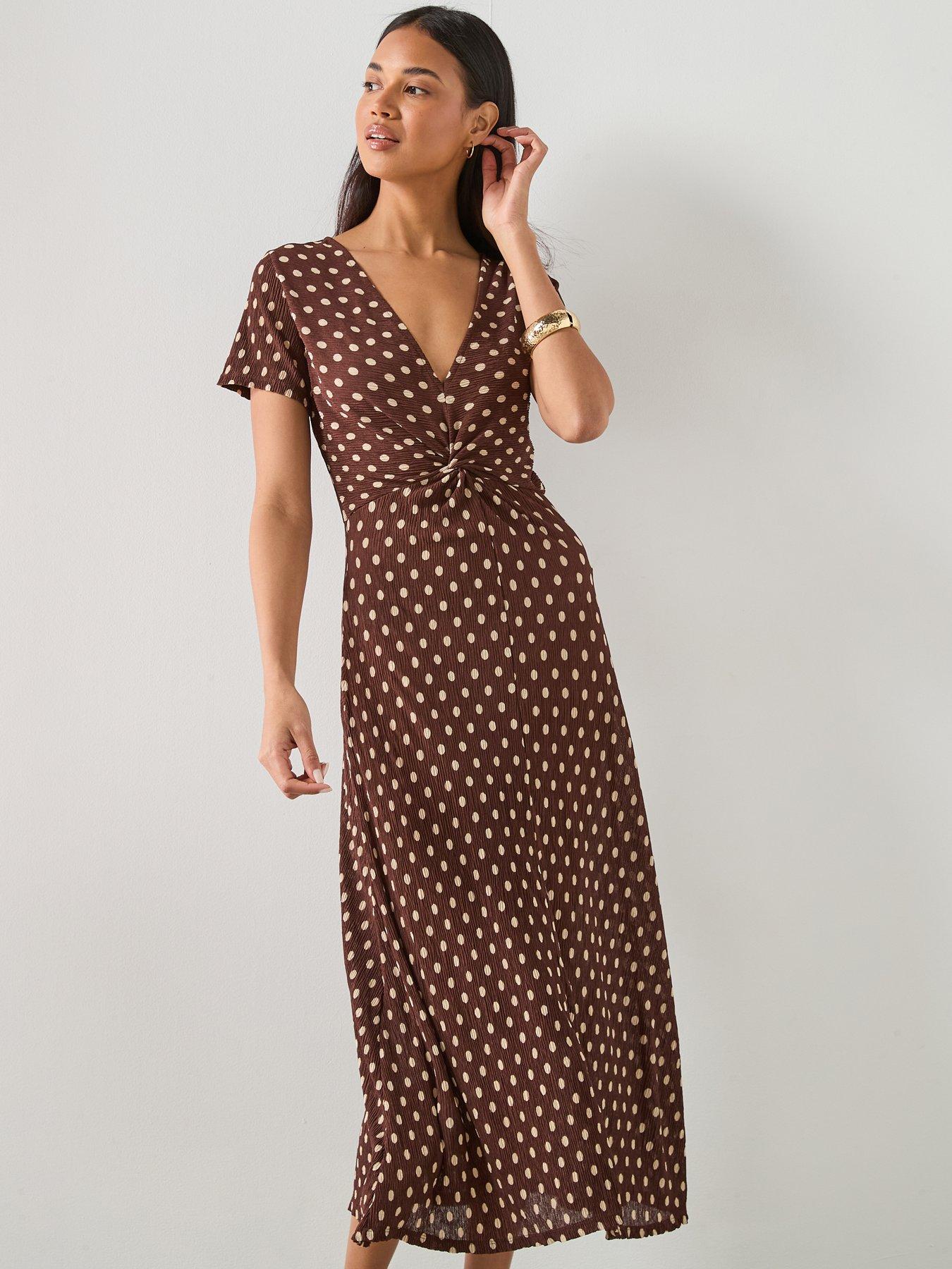 Image 3 of 6 of Mango Printed Midi-dress - Brown