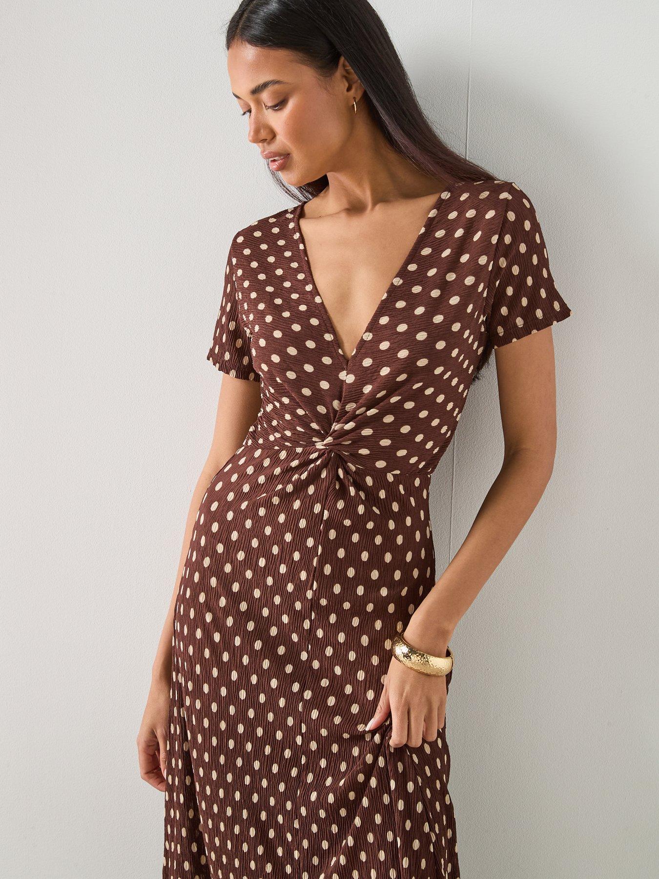 Image 4 of 6 of Mango Printed Midi-dress - Brown
