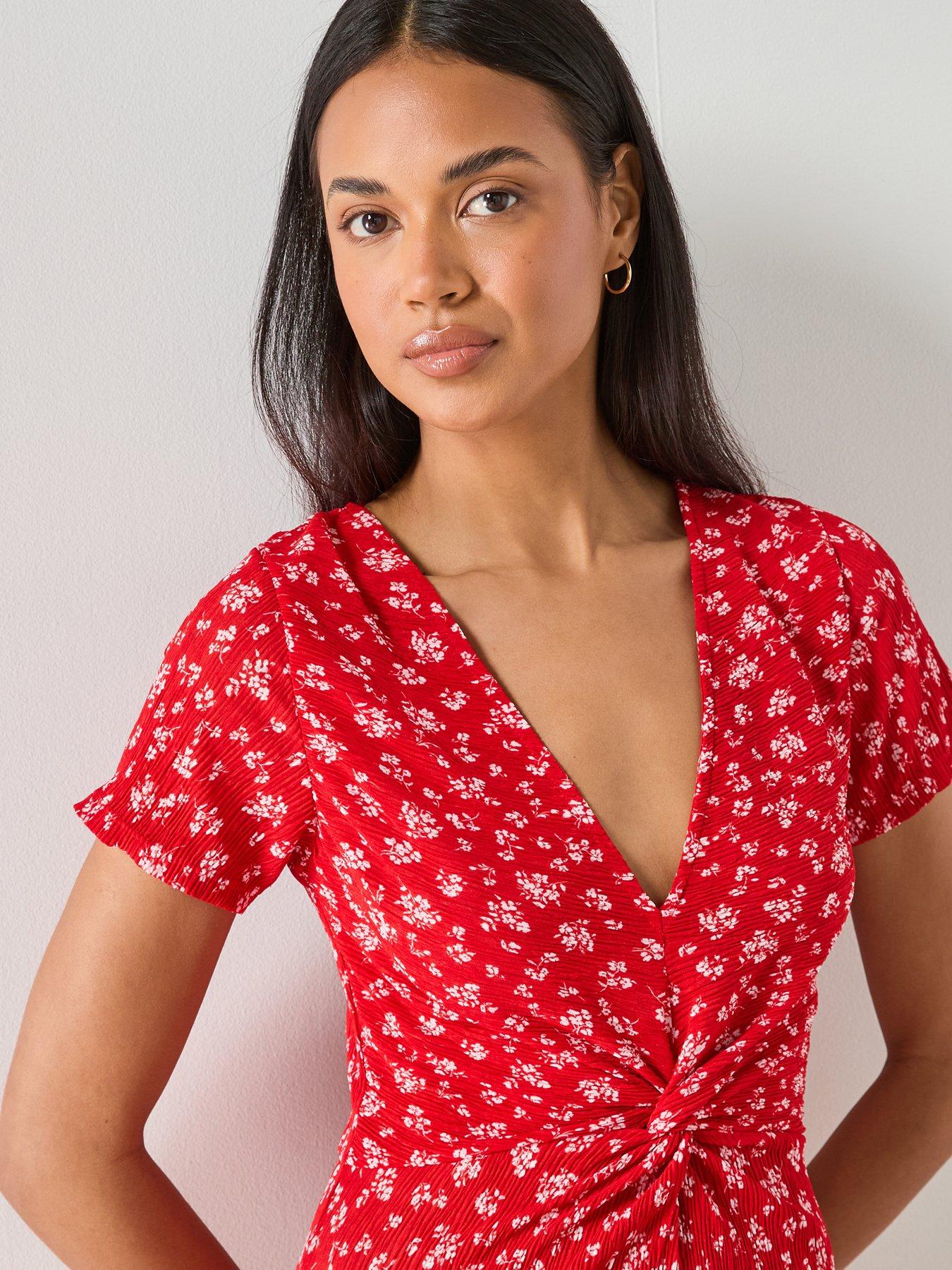 Image 5 of 6 of Mango Printed Midi-dress - Red