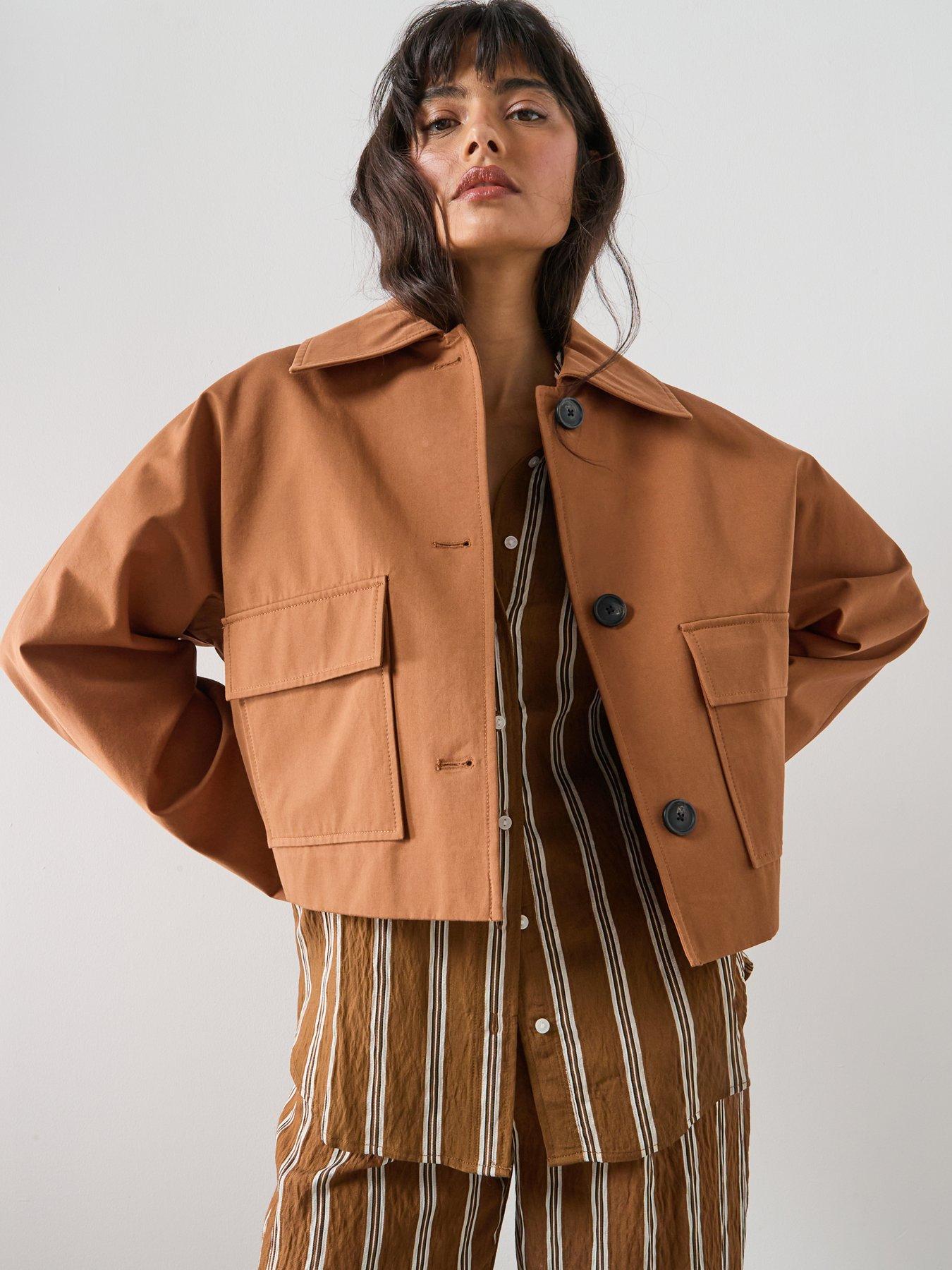 Mango Cotton Jacket With Pockets - Brown