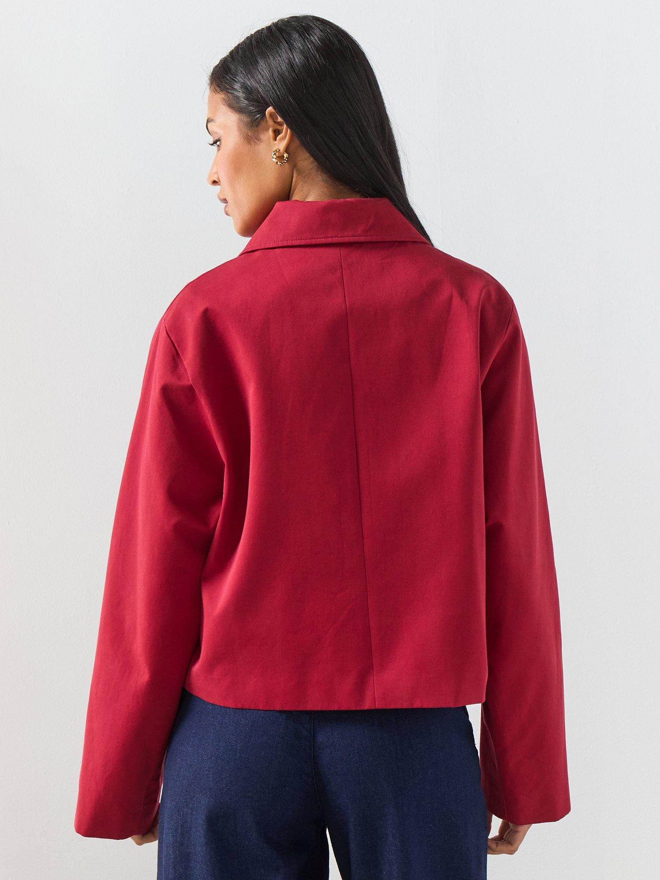 Image 2 of 6 of Mango Cotton Jacket With Pockets - Red