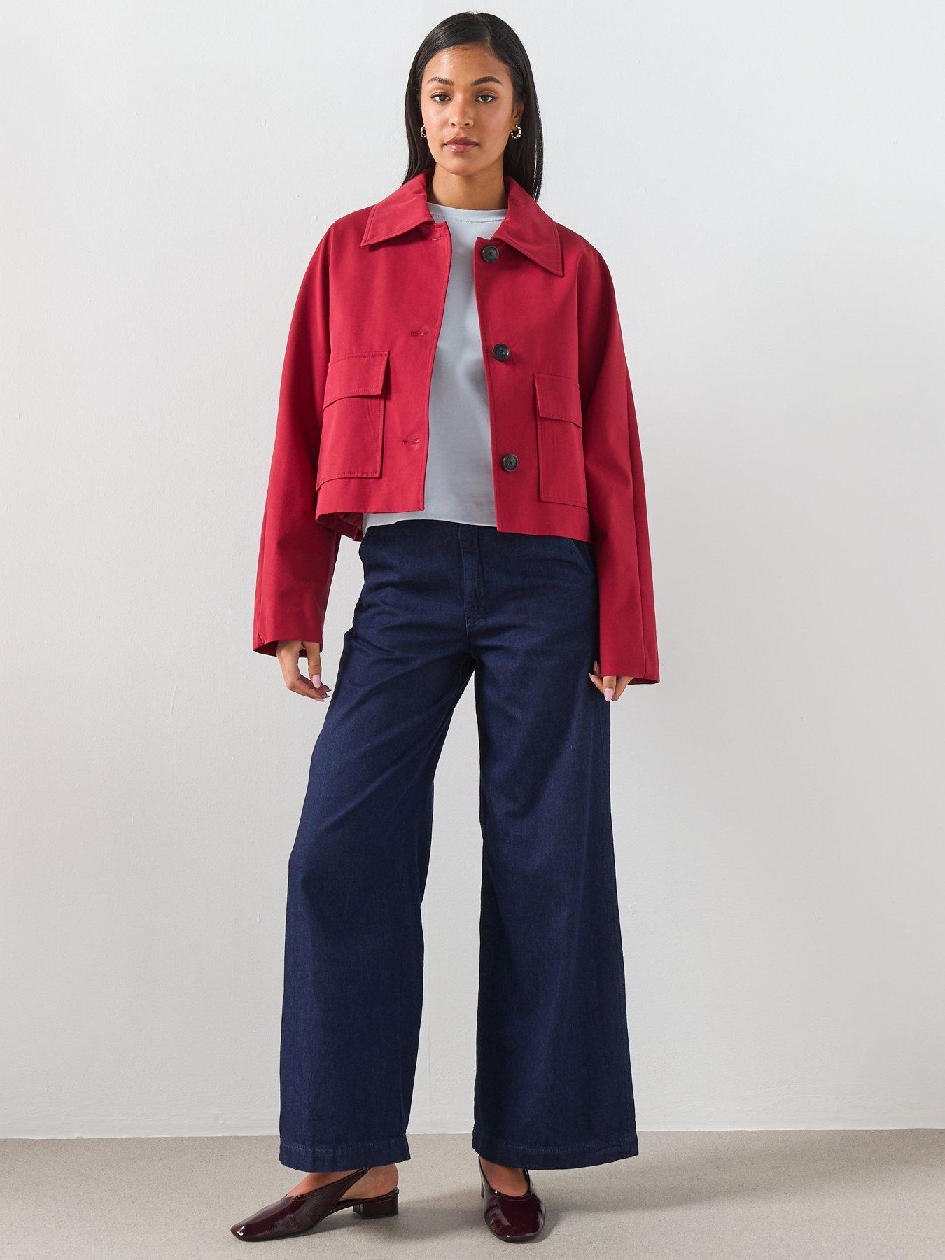 Image 3 of 6 of Mango Cotton Jacket With Pockets - Red