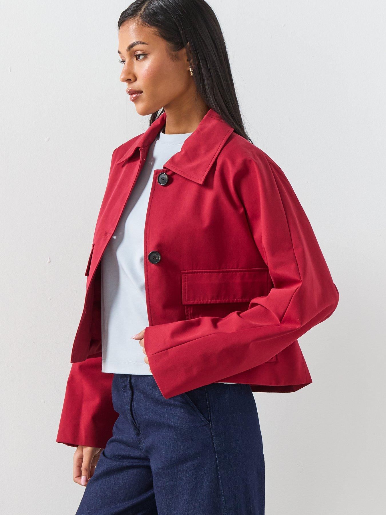 Image 5 of 6 of Mango Cotton Jacket With Pockets - Red