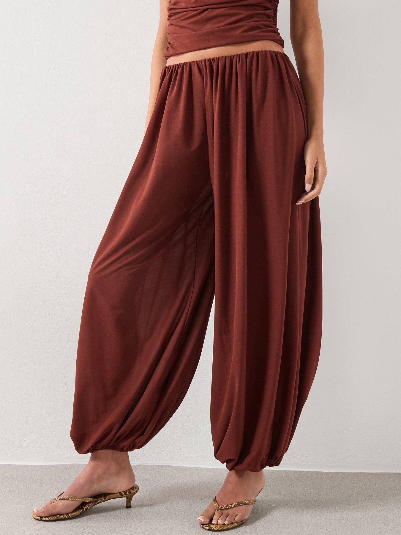 Mango Mid-Rise Co-Ord Harem Pants - Russet