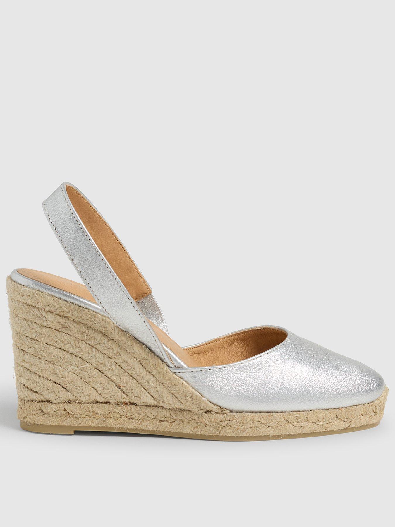 CASTANER Metallic Slingback Wedge, Gold, Size 39, Women