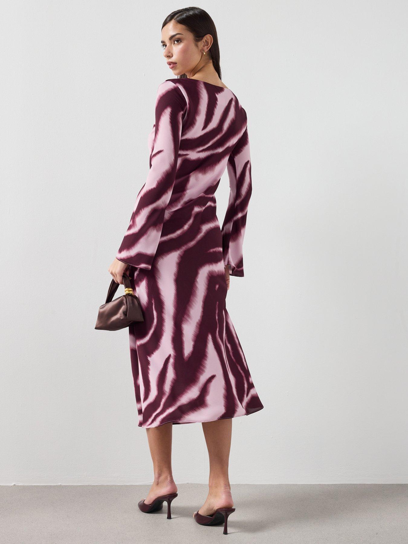 Image 2 of 6 of Mango A-line Animal-print Dress - Purple