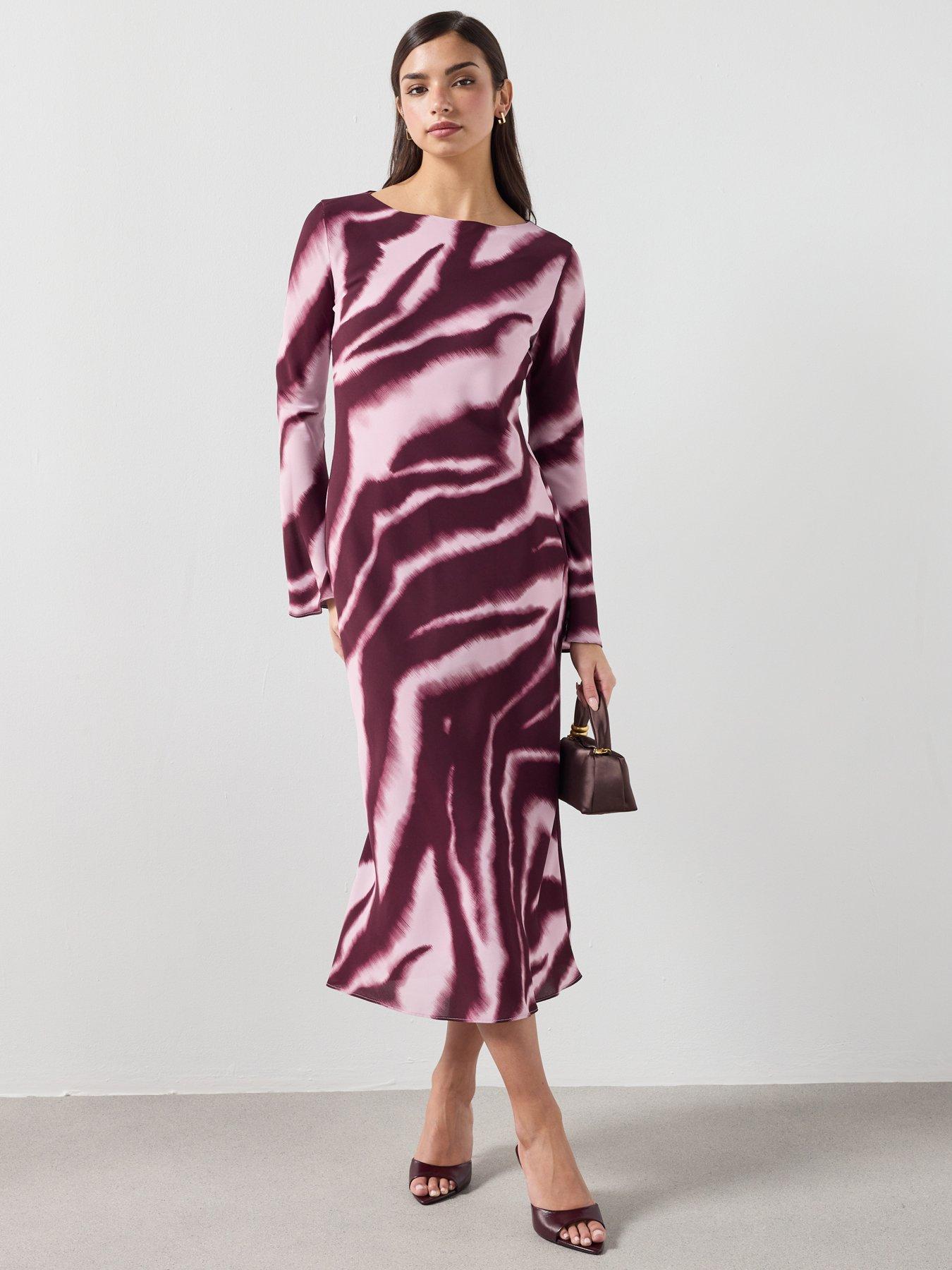 Image 3 of 6 of Mango A-line Animal-print Dress - Purple