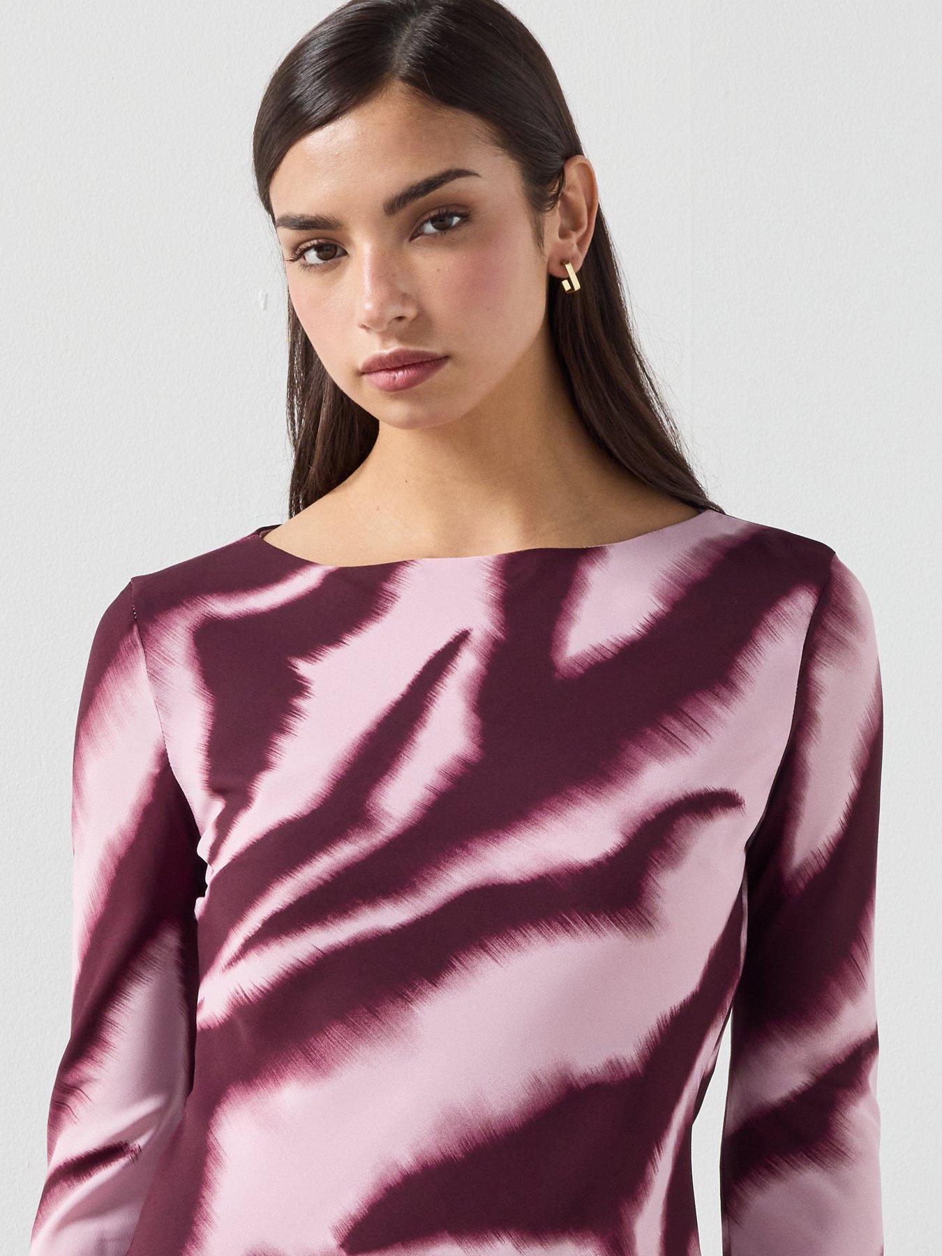 Image 4 of 6 of Mango A-line Animal-print Dress - Purple