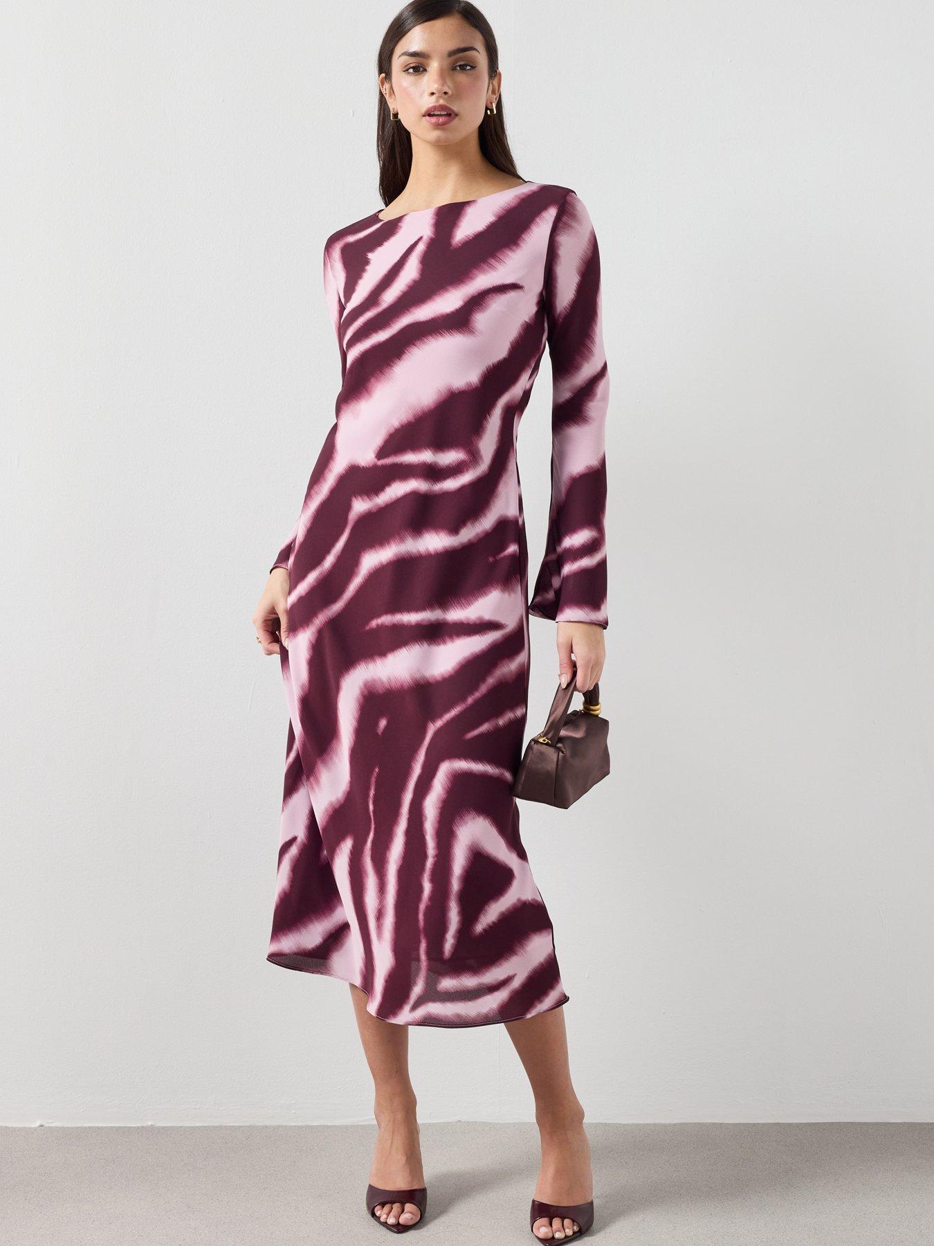 Image 5 of 6 of Mango A-line Animal-print Dress - Purple