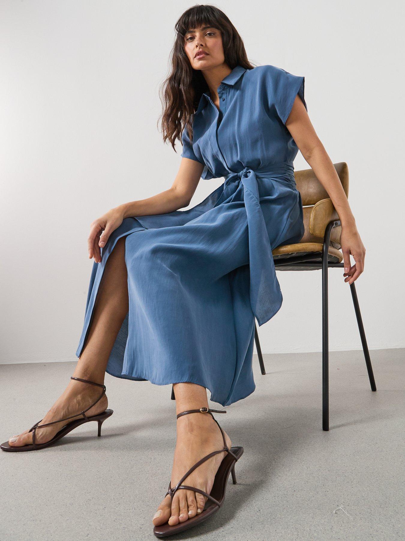 Mango Belt Shirt Dress - Blue | Very