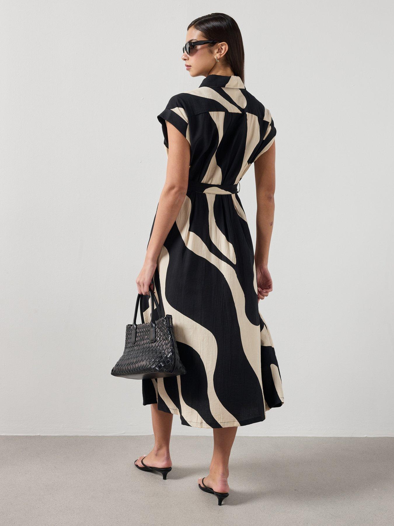 Image 2 of 6 of Mango Long Printed Shirt Dress - Black