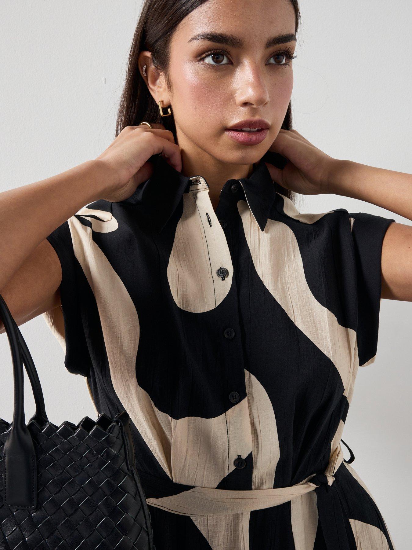 Image 4 of 6 of Mango Long Printed Shirt Dress - Black