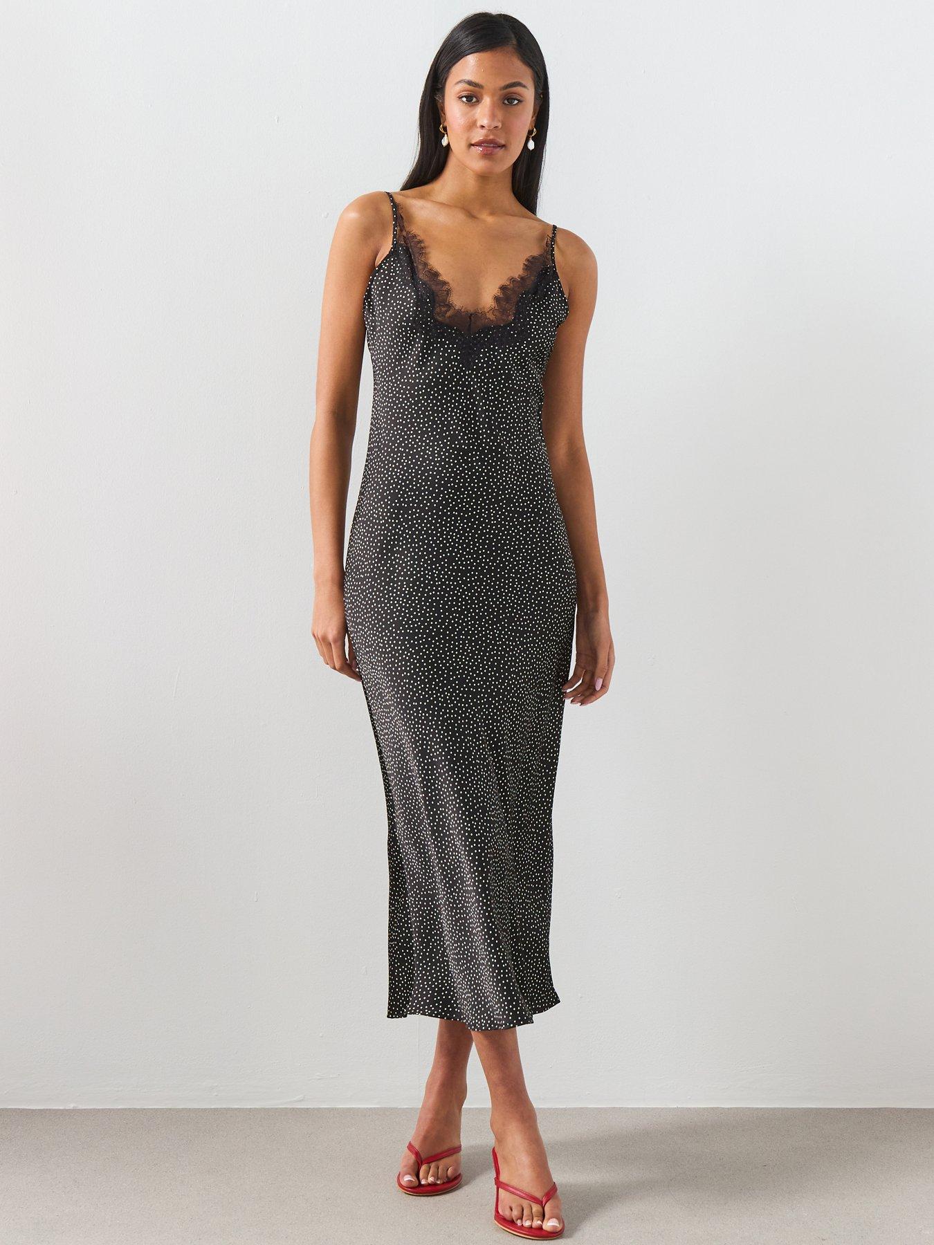 Mango Polka Dot Lace Dress - Black
