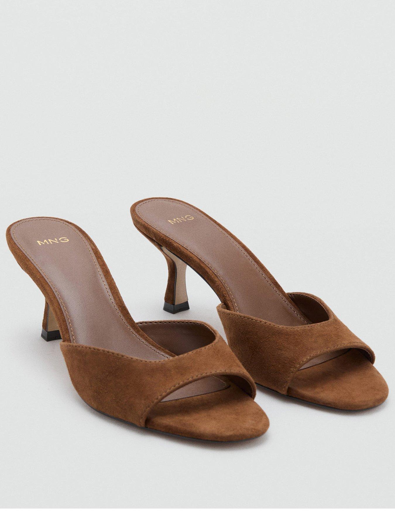 Mango Suede Funnel Heel Sandal - Brown