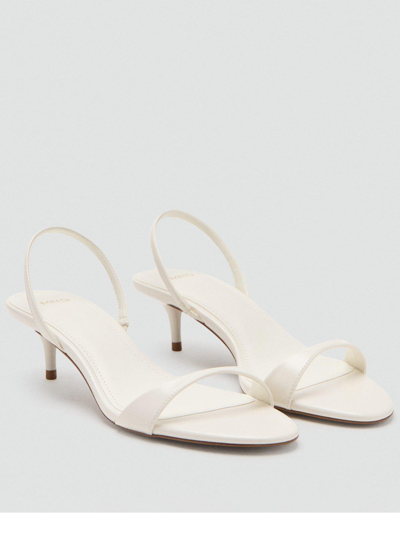 Mango Kitten-Heel Sandals With Strap - Ecru
