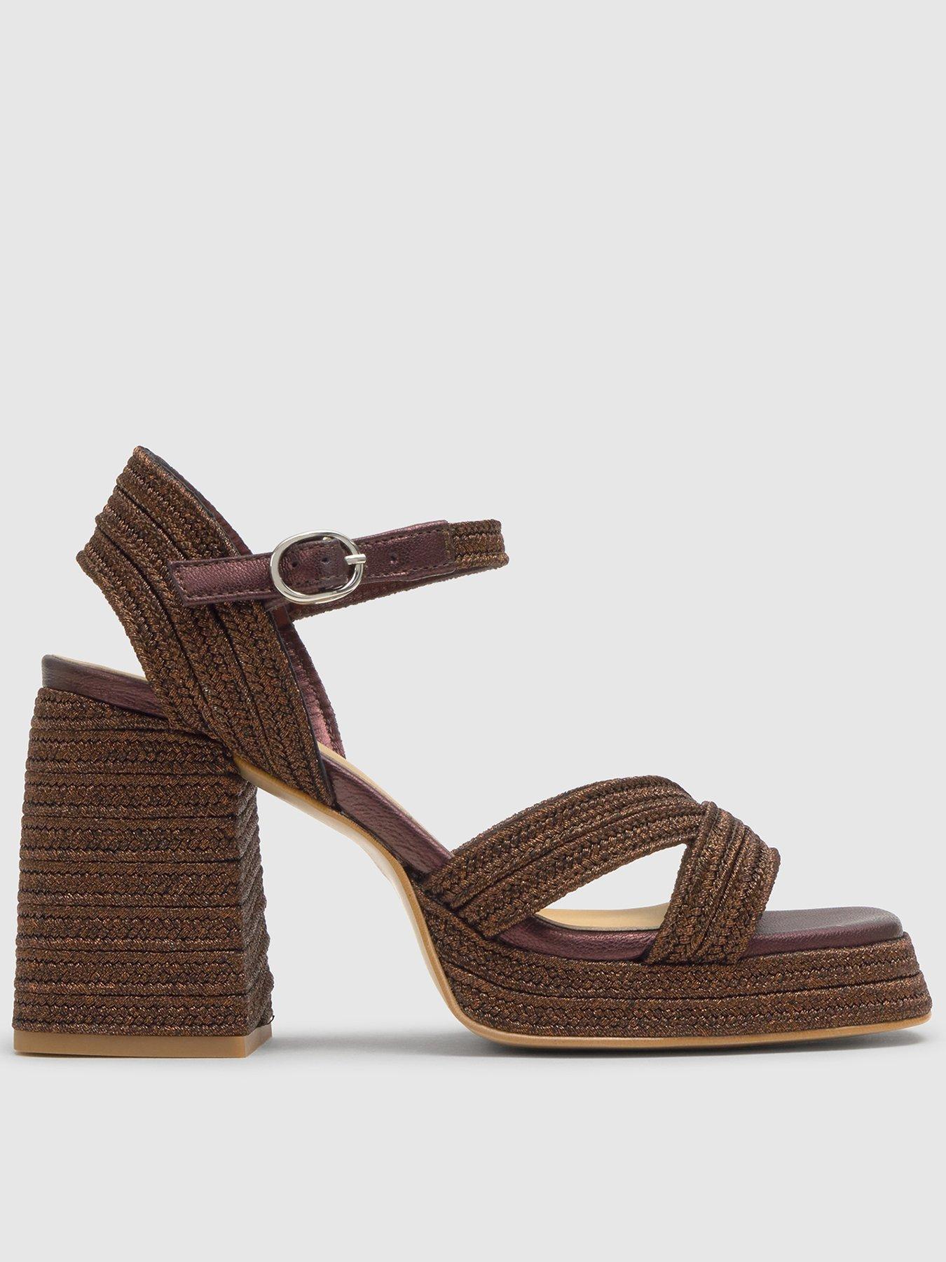 Image 1 of 6 of CASTANER MARRON OSC&nbsp;Metallic Braided&nbsp;Sandals - Brown