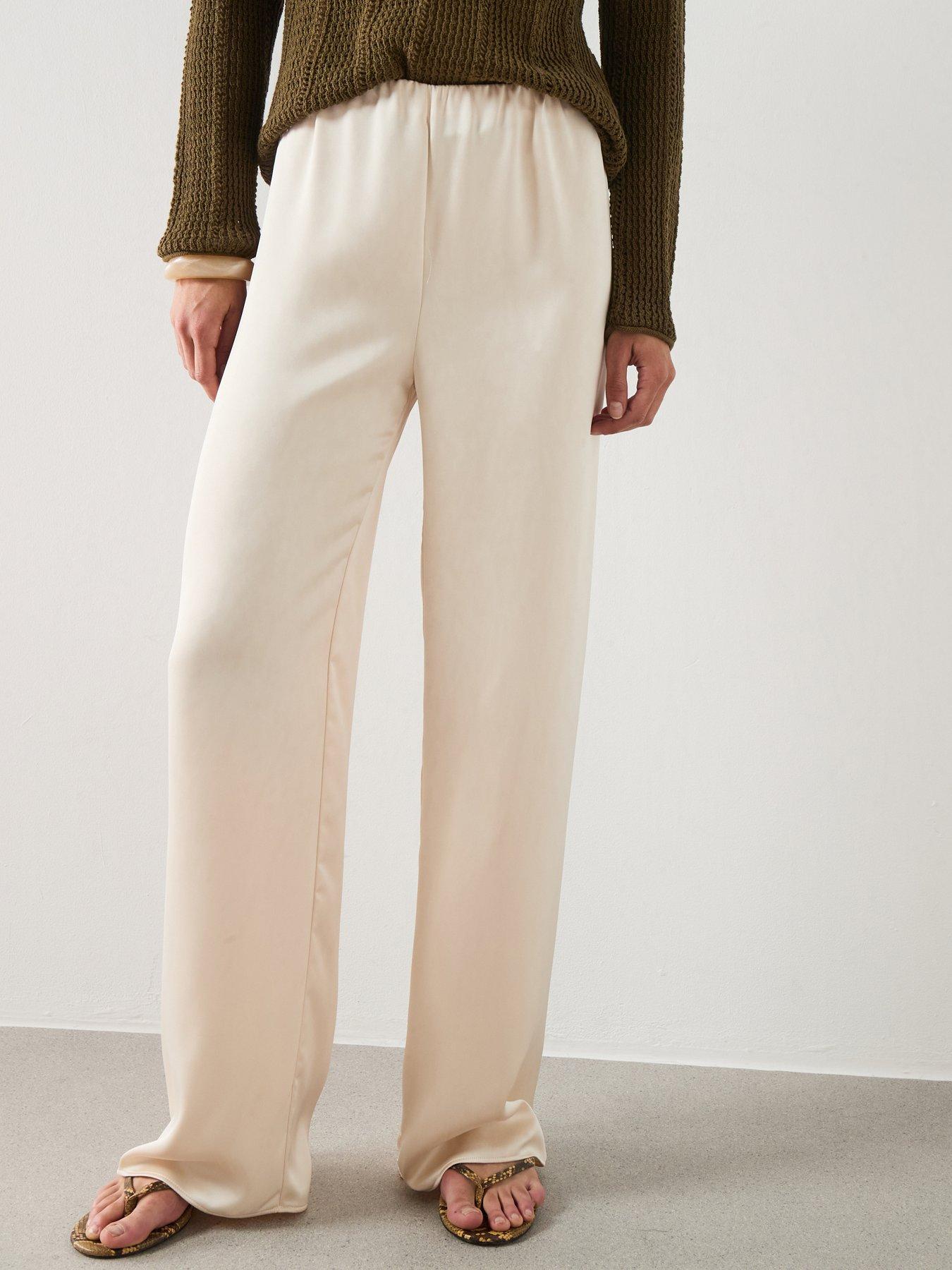 Mango Satin Straight-fit Trousers - Cream
