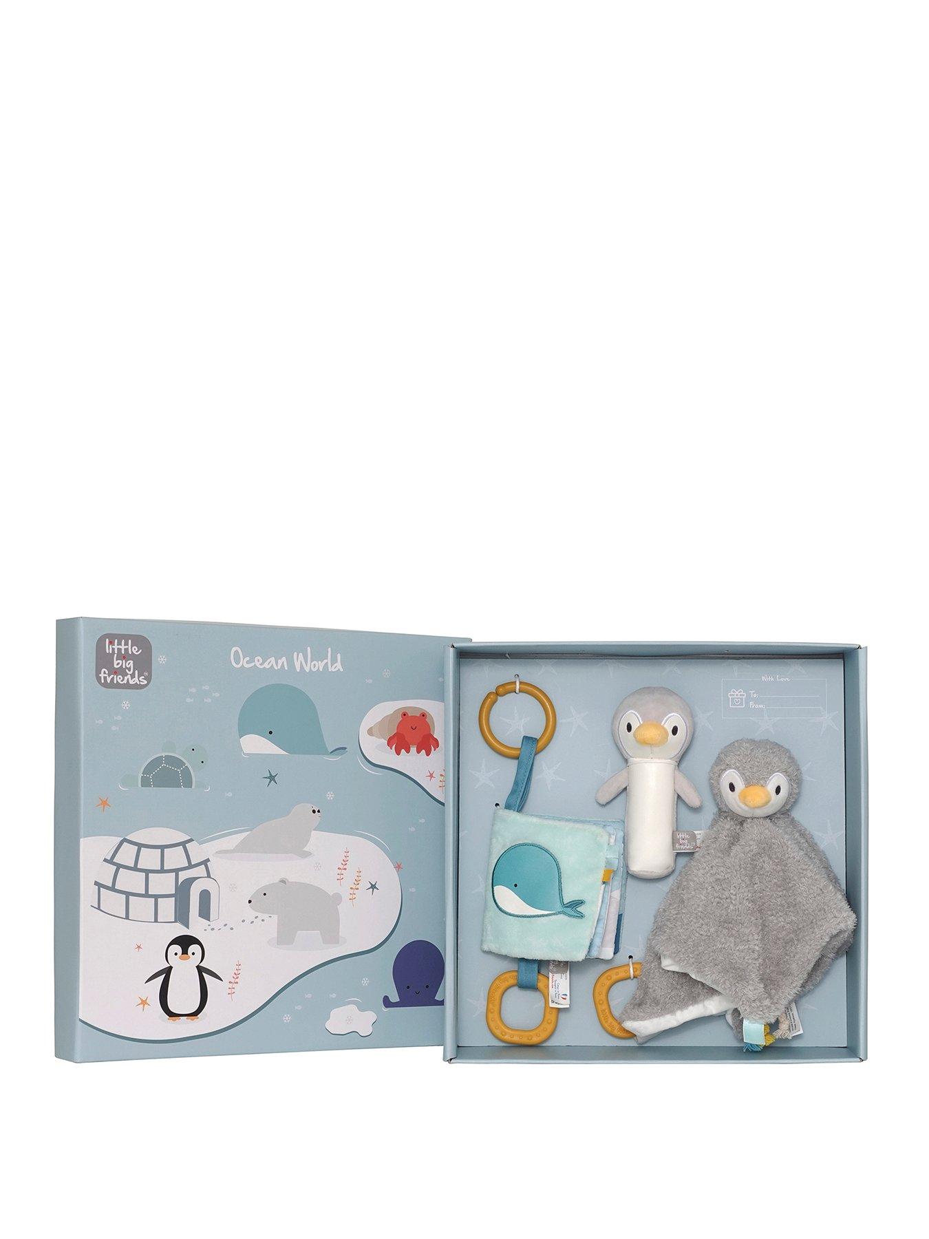 Little Big Friends Baby Gift Set - Comforter, Squeaker and Baby Book - Ocean
