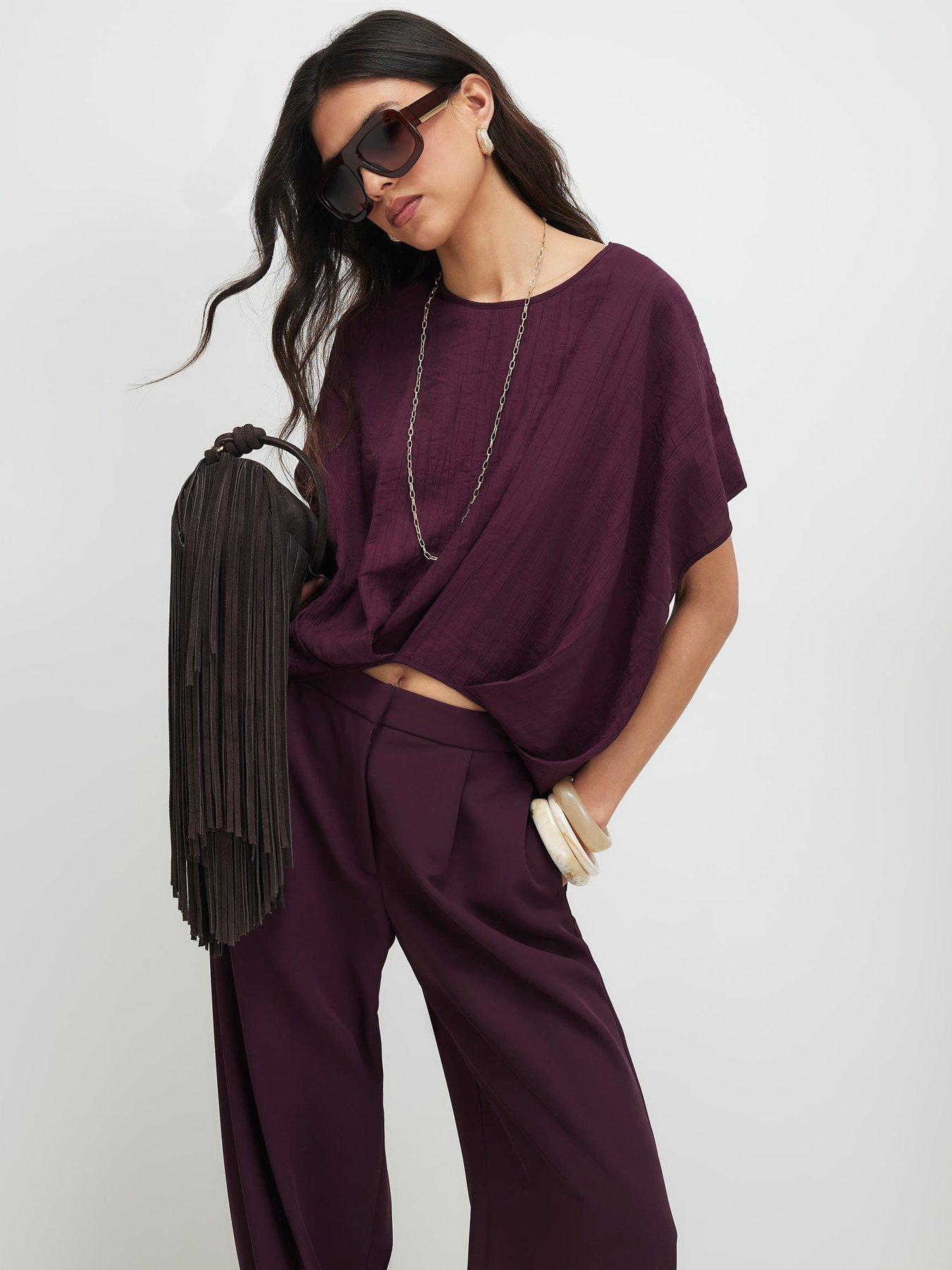 River Island Textured Tuck Hem Top - Brown