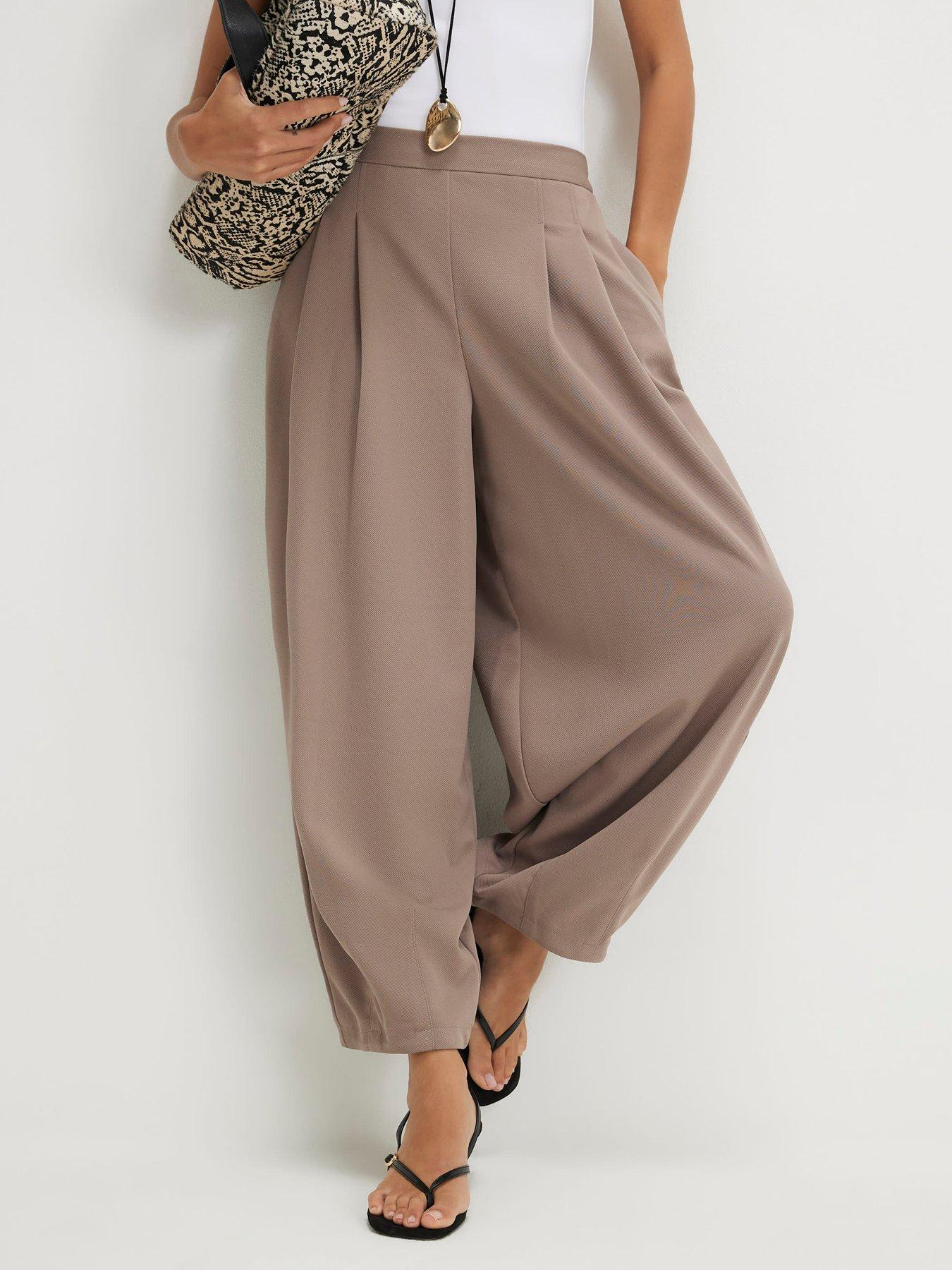 Image 1 of 5 of River Island Twill Balloon Trouser - Beige