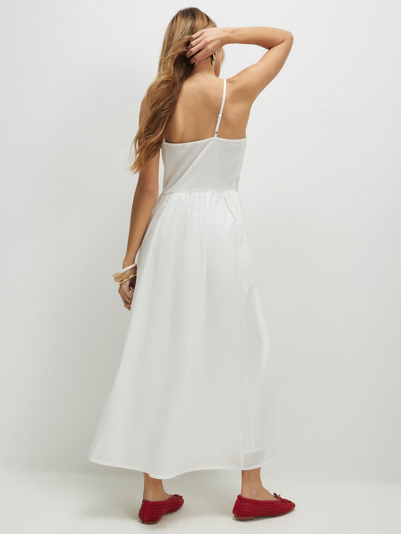 river island cream lace dress Cream Lace Insert Rib Midi Dress