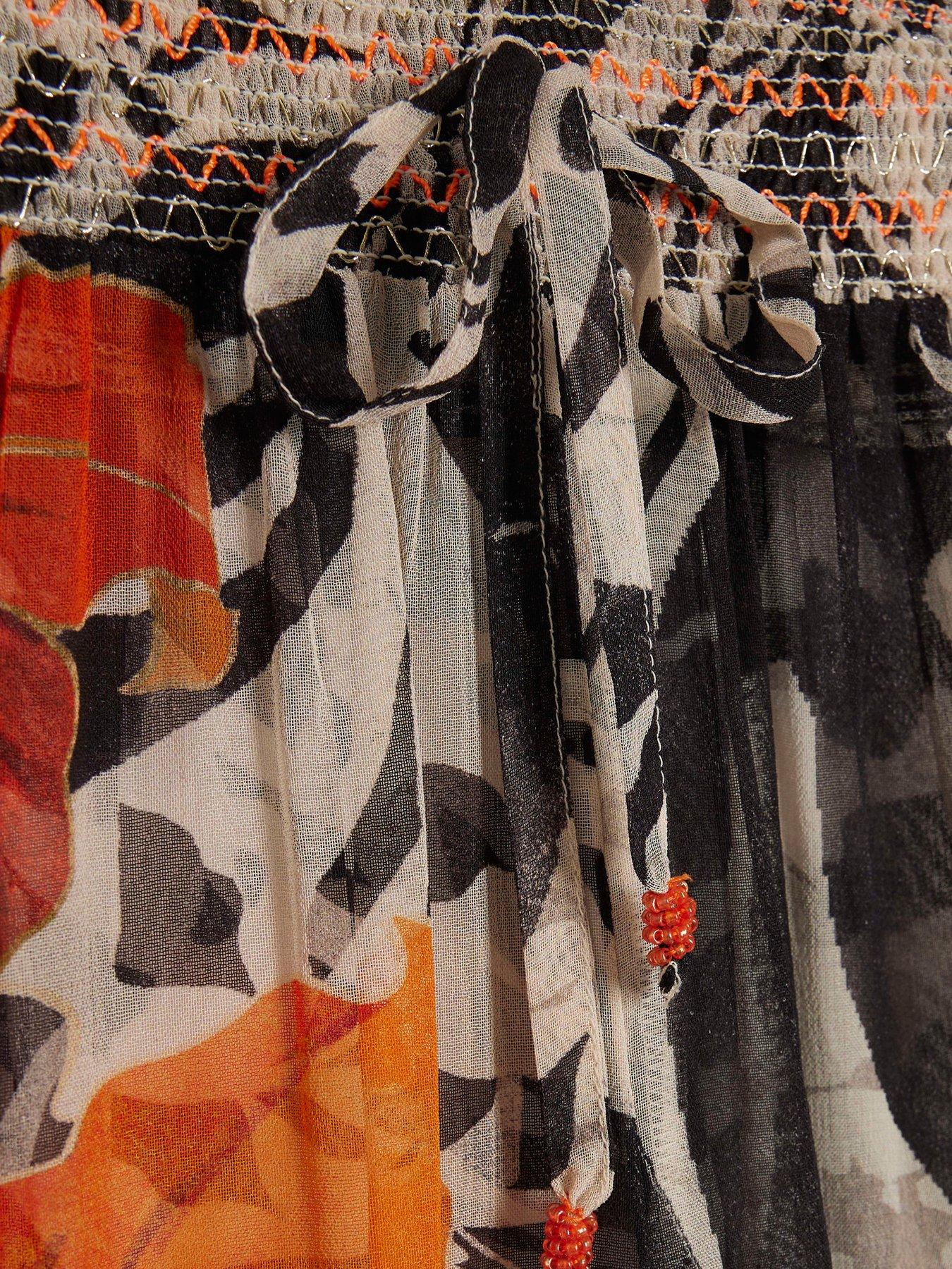 Image 6 of 6 of River Island Del Mar Wide Leg Floral Placed Trouser - Black