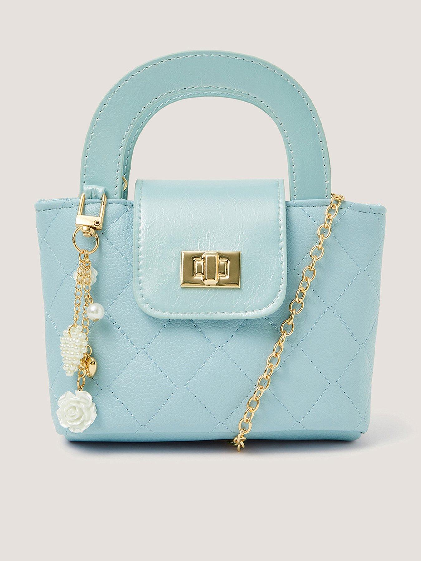 Image 1 of 4 of Monsoon Girls Quilted Pearl Charm Bag - Blue